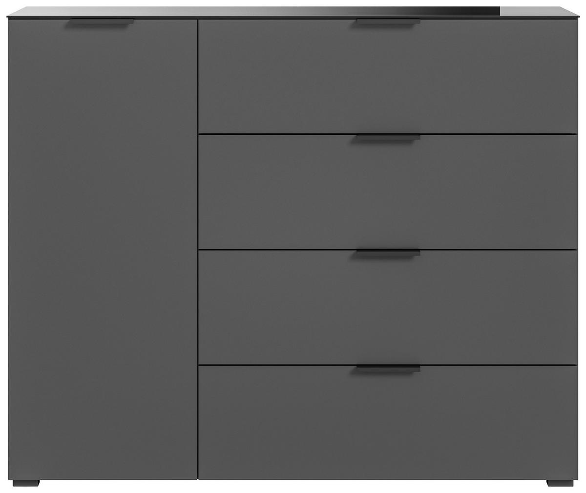 Kommode Ray ca. 135x112 cm Anthrazit - Anthrazit, Design, Glas/Holzwerkstoff (135/112/40cm) - Livetastic