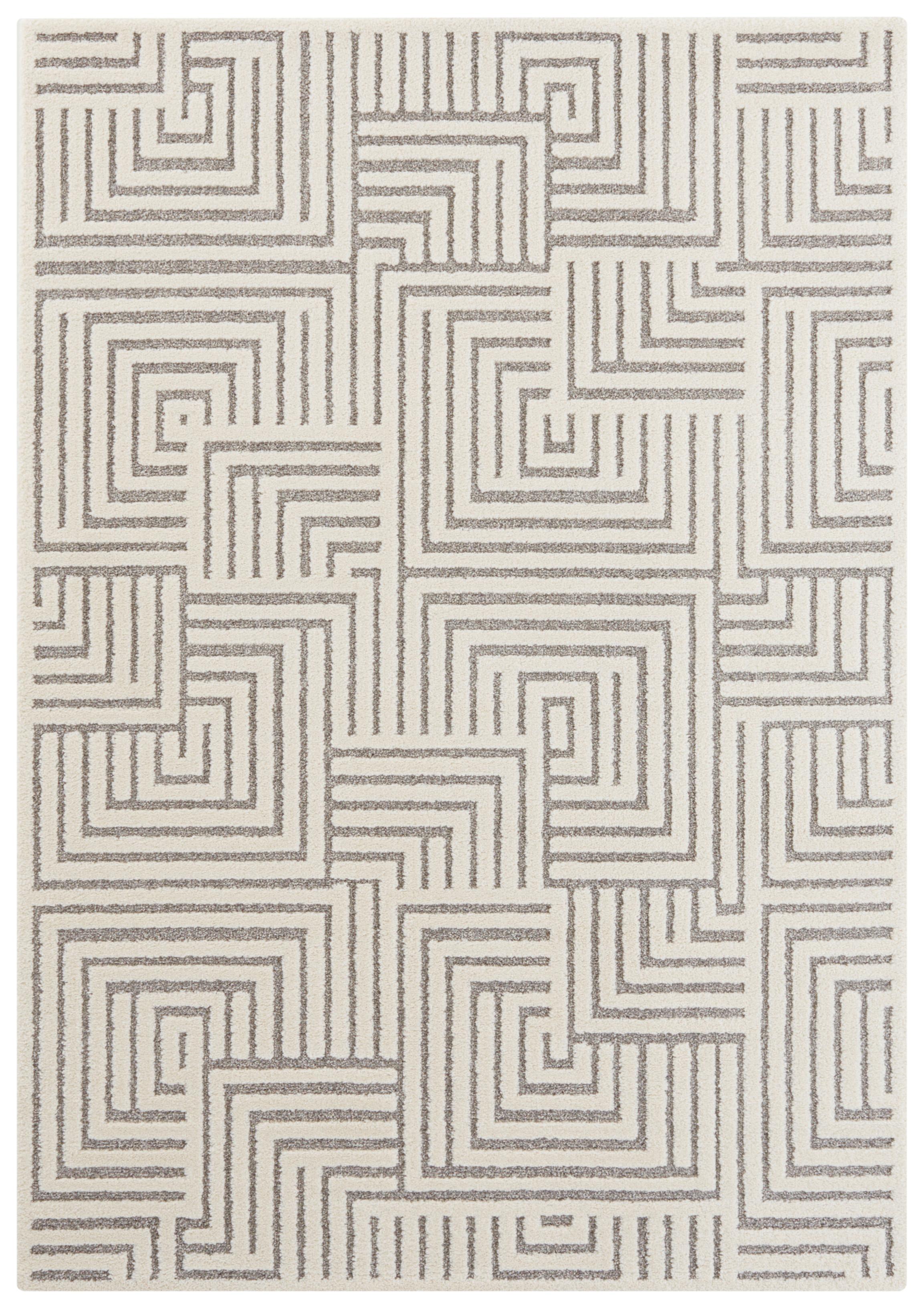 Hochflorteppich Manipu Creme/Grau ca. 200x290cm - Creme/Grau, Basics, Kunststoff (200/290cm)