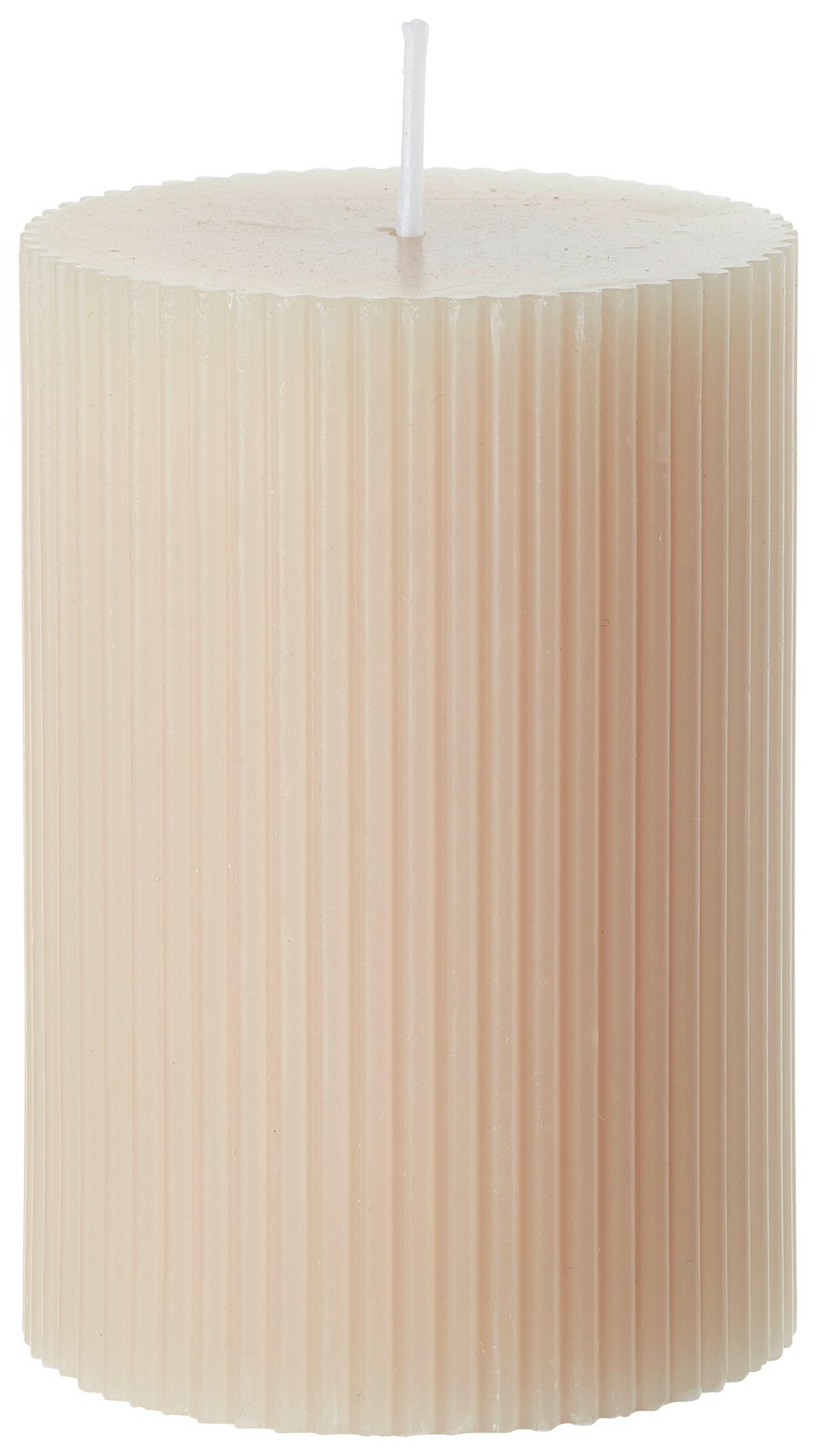 Stumpenkerze Stripes diverse Farben - Taupe/Hellrosa (7/10cm) - Premium Living