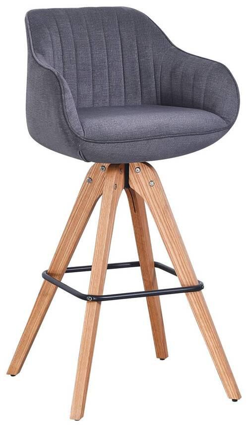 Barhocker in Grau/Eichefarben - Eichefarben/Grau, Design, Holz/Textil (56/100,5/56cm) - Zandiara