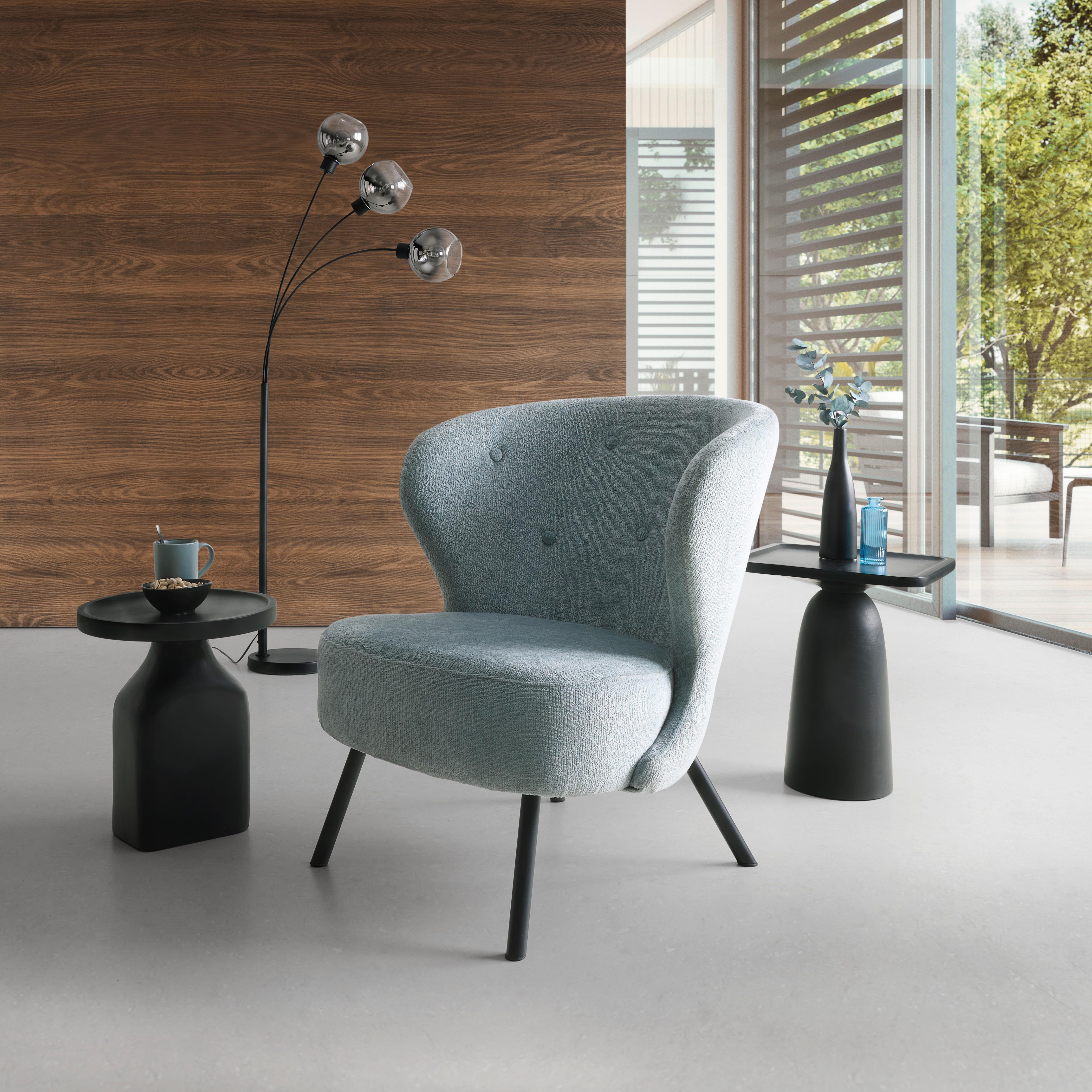 FÅTÖLJ FLORIS -TREND- - Graublau/svart, Romantik / Lanthus, metall/trä (67/77/73cm) - Mömax