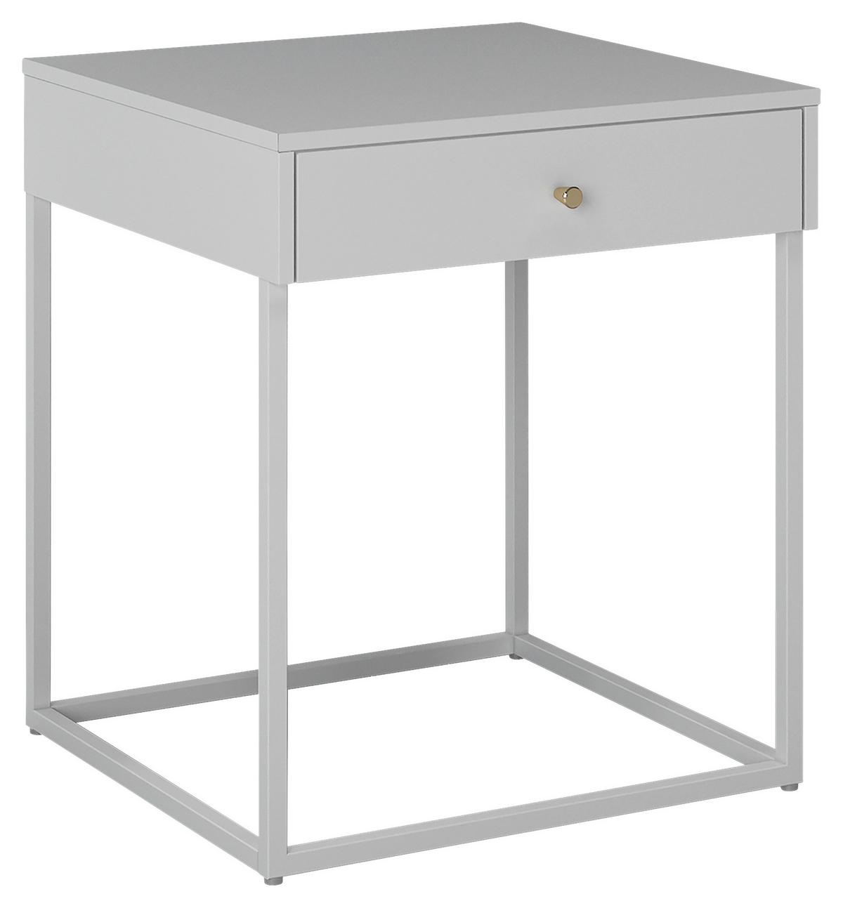 SZAFKA NOCNA MONA - biały/kolor złoty, Modern, metal (41/50/43cm)