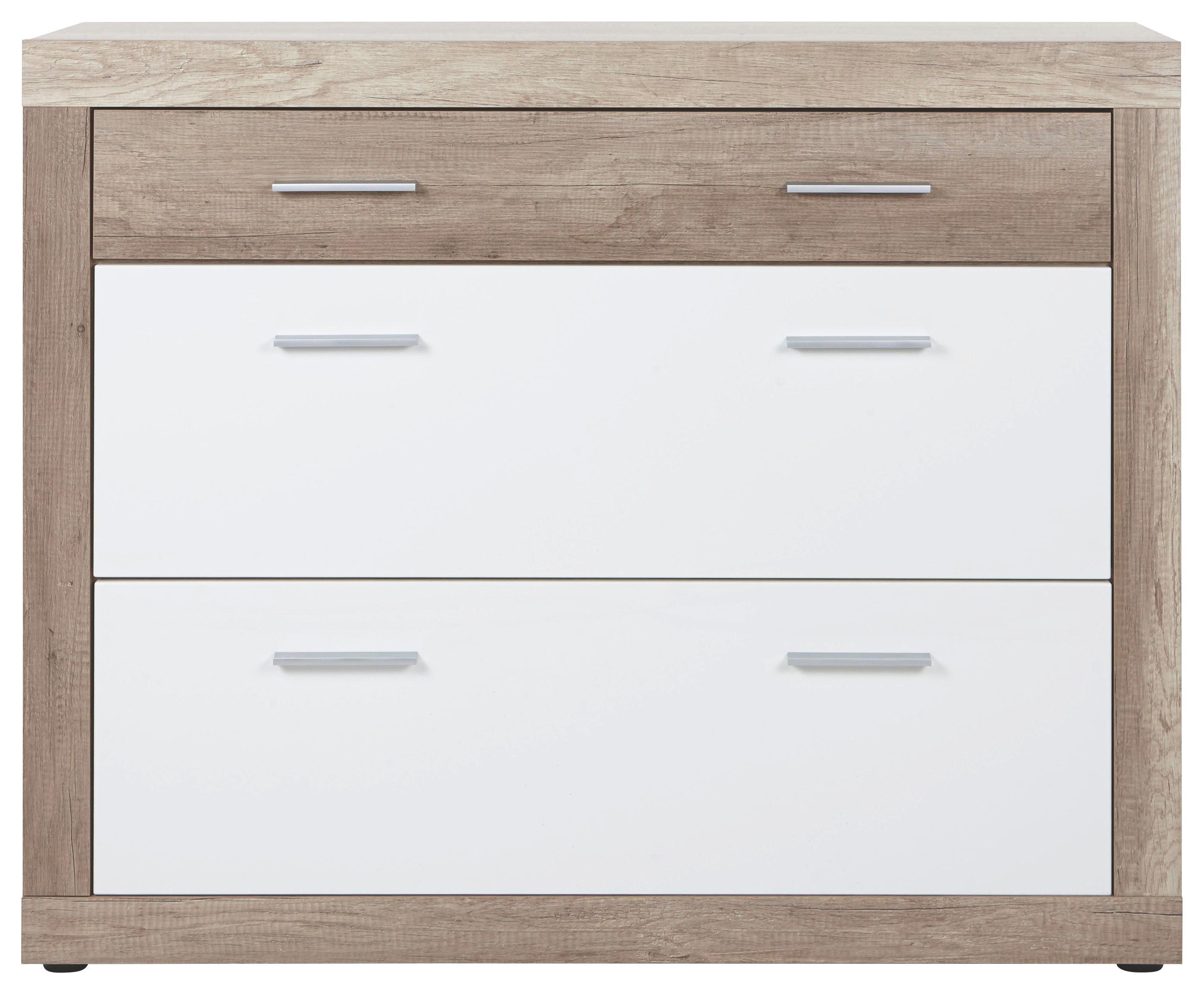 Schuhschrank in Weiß/Eichefarben - Chromfarben/Eichefarben, MODERN, Kunststoff (120/99/36cm) - Mömax modern living