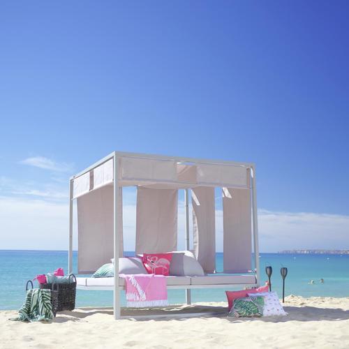 Loungebett Dubai in Hellgrau - Hellgrau, Textil/Metall (200/200/200cm) - Premium Living