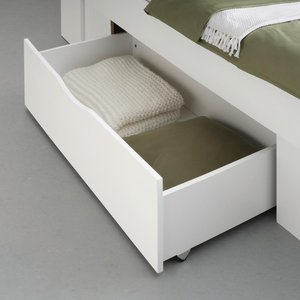 Stauraumbett in Weiss ca. 180x200cm - Weiss/Grau, Konventionell, Holzwerkstoff/Textil (180/200cm) - Mömax