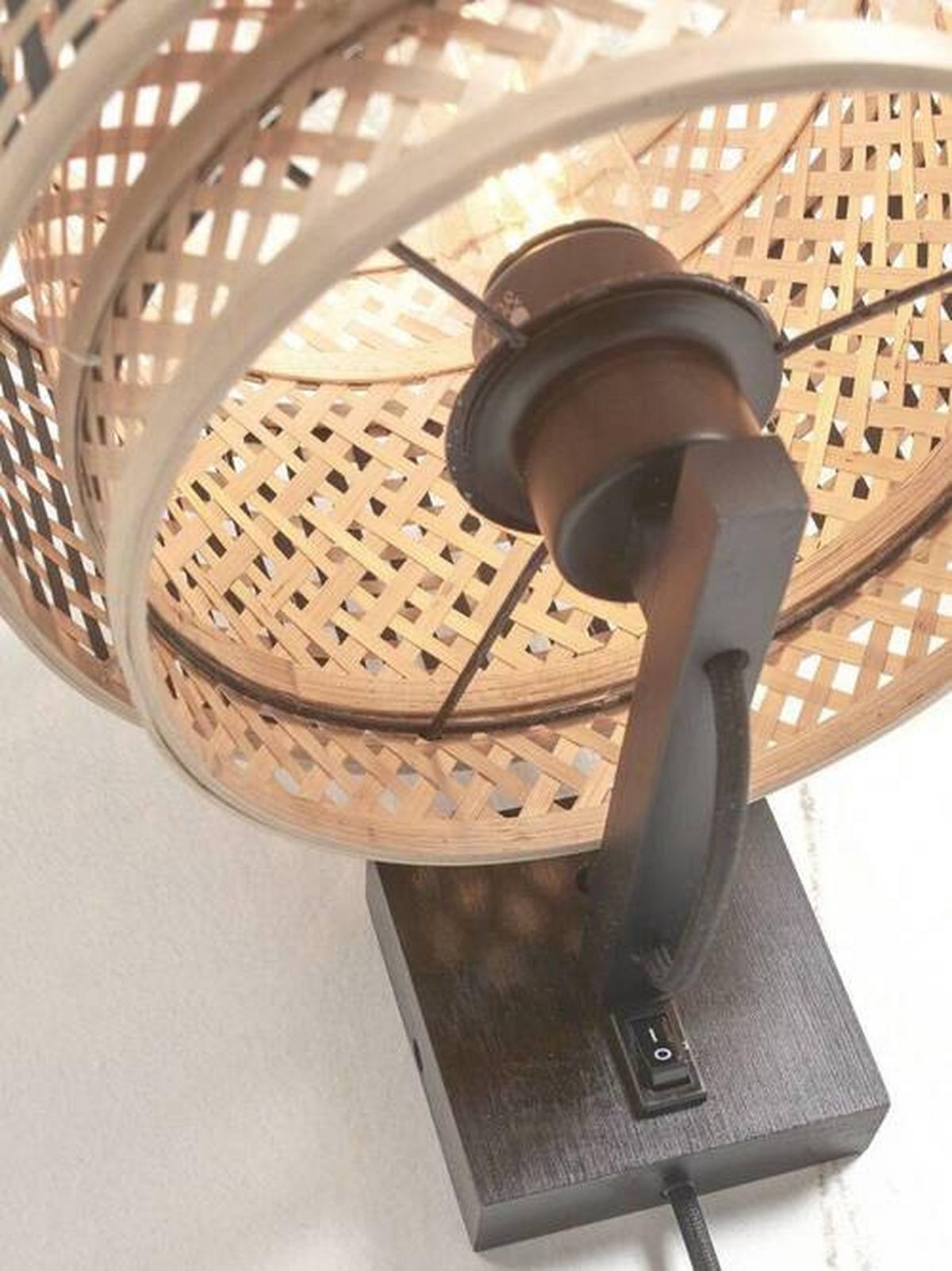 Stenska Svetilka Bhutan, Črna, Bambus - črna/naravne barve, Trend, les (25/29/25cm) - Good & Mojo