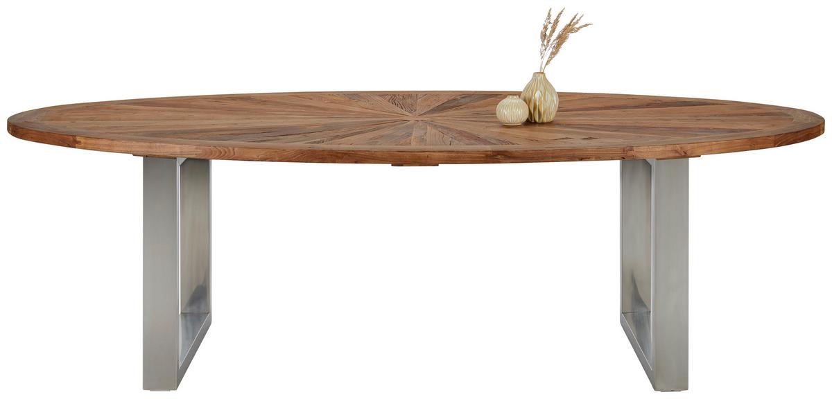 Esstisch in Braun massiv - Alufarben/Braun, Lifestyle, Holz/Metall (254/78/135cm) - Premium Living