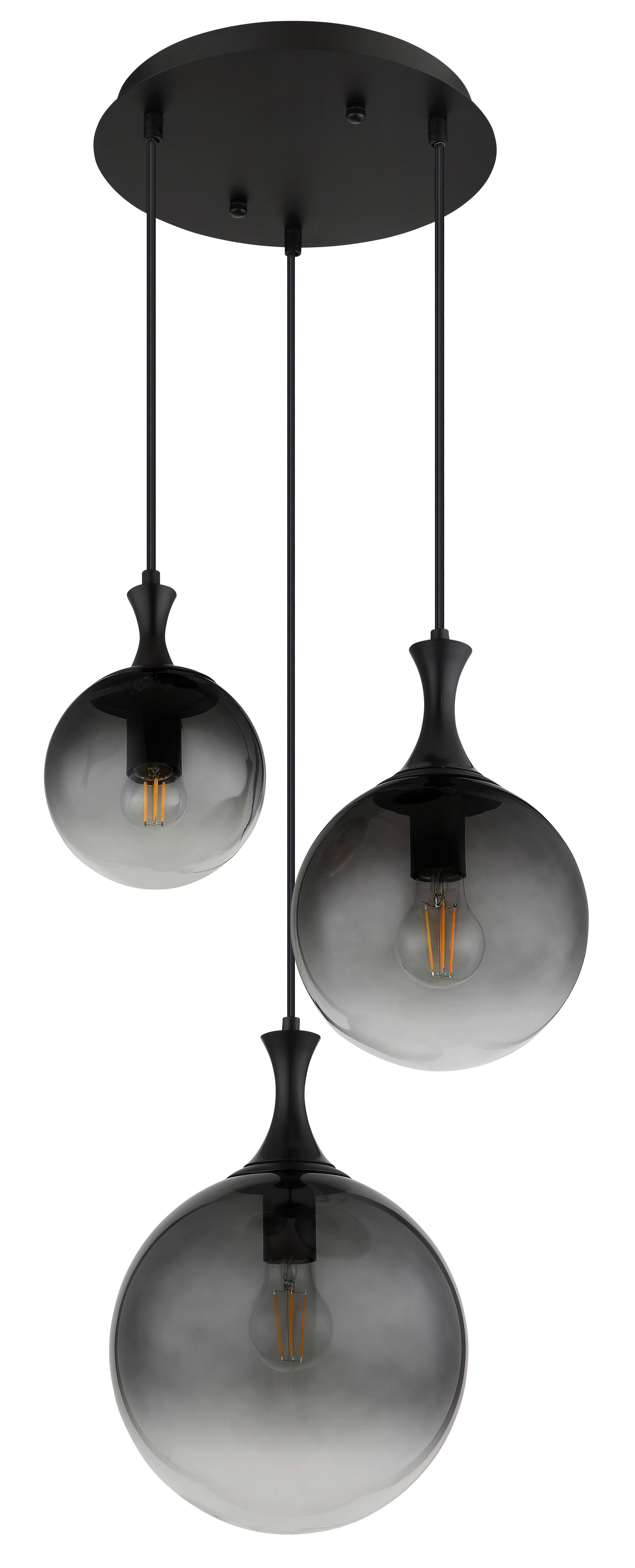 HÄNGELEUCHTE 15885-3H - Schwarz, Design, Glas/Kunststoff (39/141,5cm) - Globo