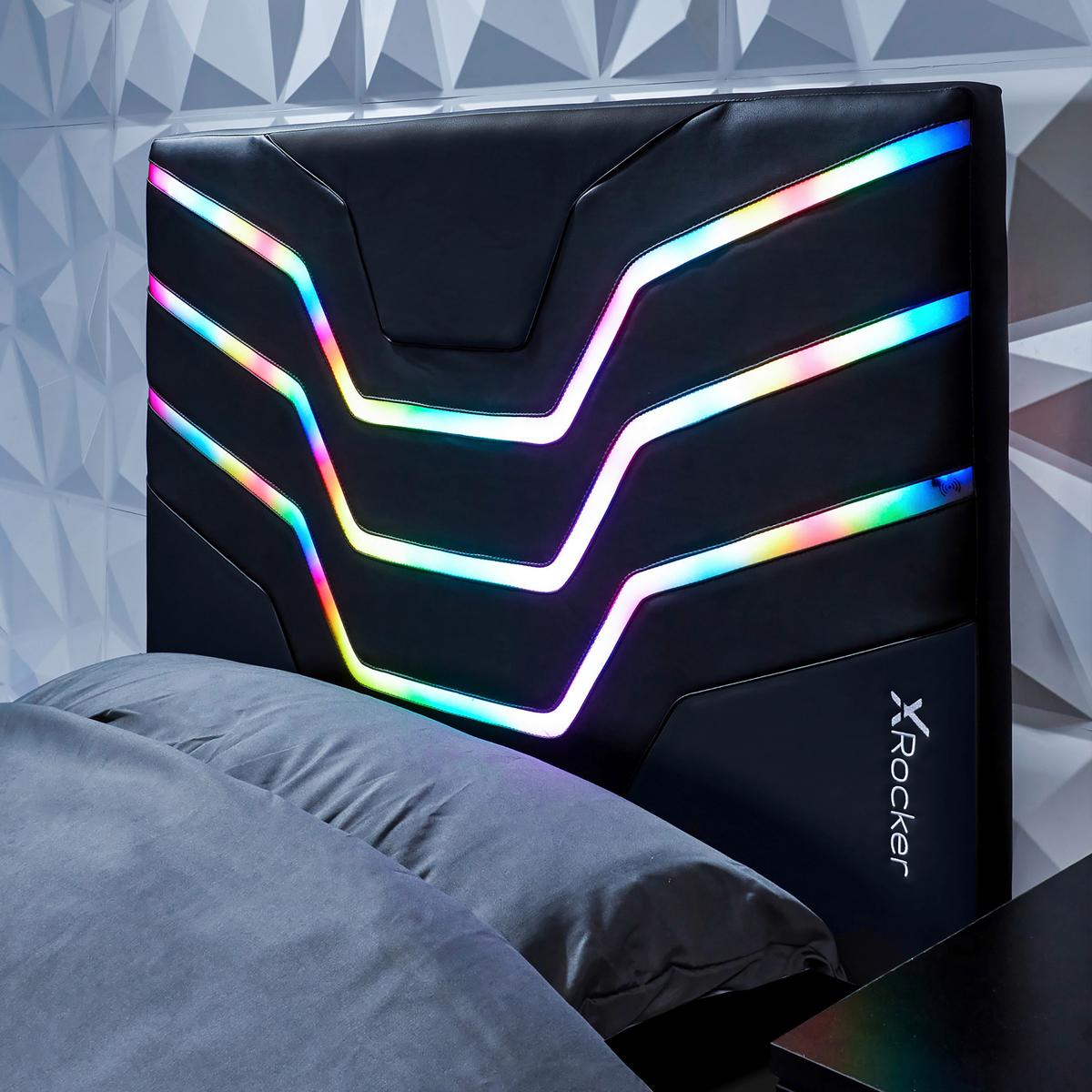 Gamingbett Cosmos 90x190 Schwarz mit LED - Schwarz, MODERN, Holzwerkstoff (90/200cm) - X Rocker