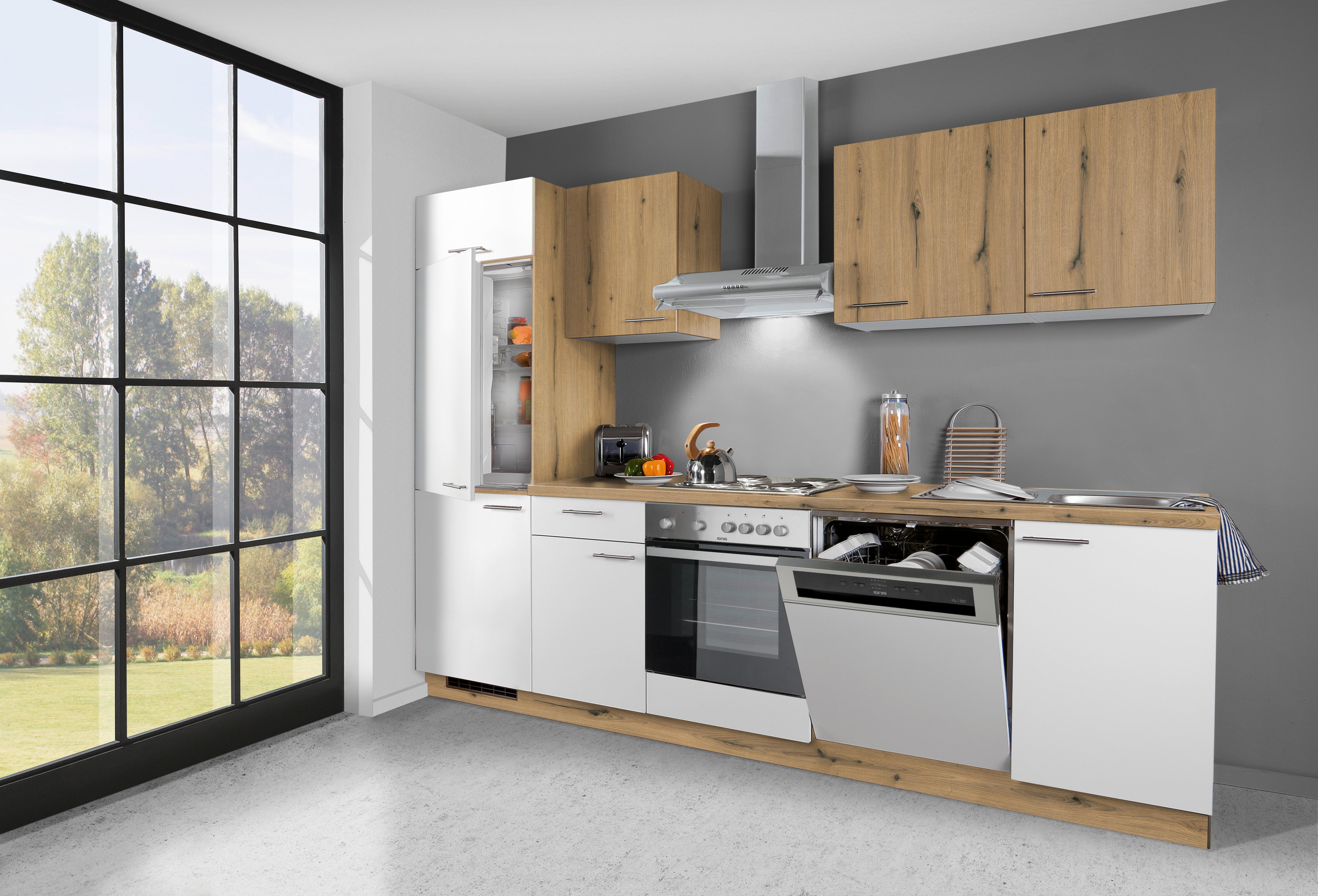 Kuhinjski Blok Star -Based- - črna/hrast, Moderno, kovina/leseni material (280cm)