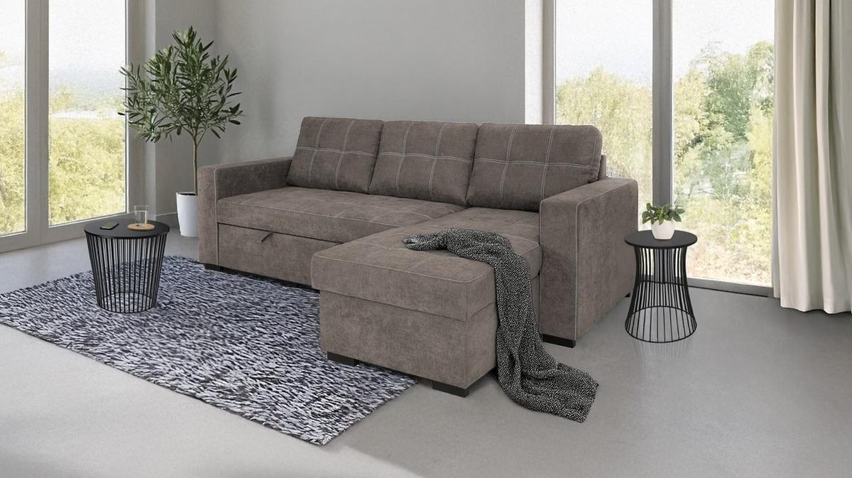 Canapea modulară TURIN - taupe, Design, plastic/lemn (239/87/160cm) - Modern Living