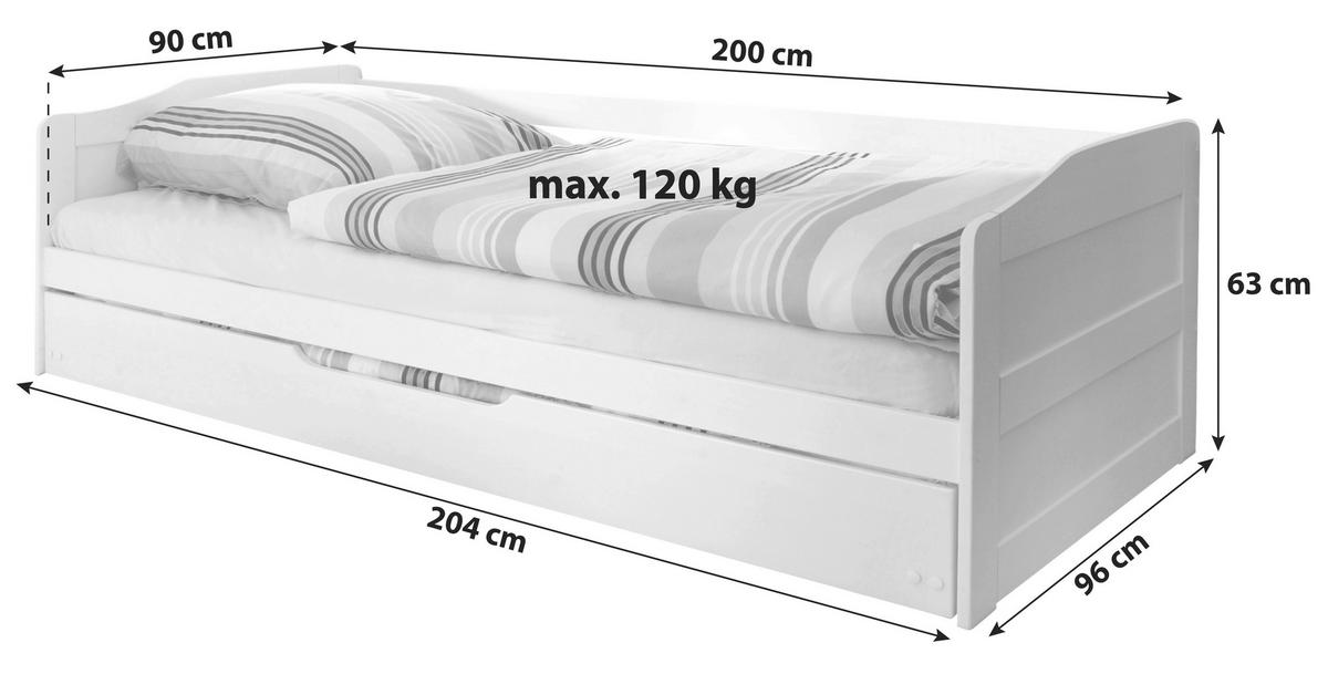 Raztegljiva Postelja Melinda, Temno Siva, Masivno, 90x200 - temno siva, Natur, umetna masa/les (90/200cm) - MID.YOU