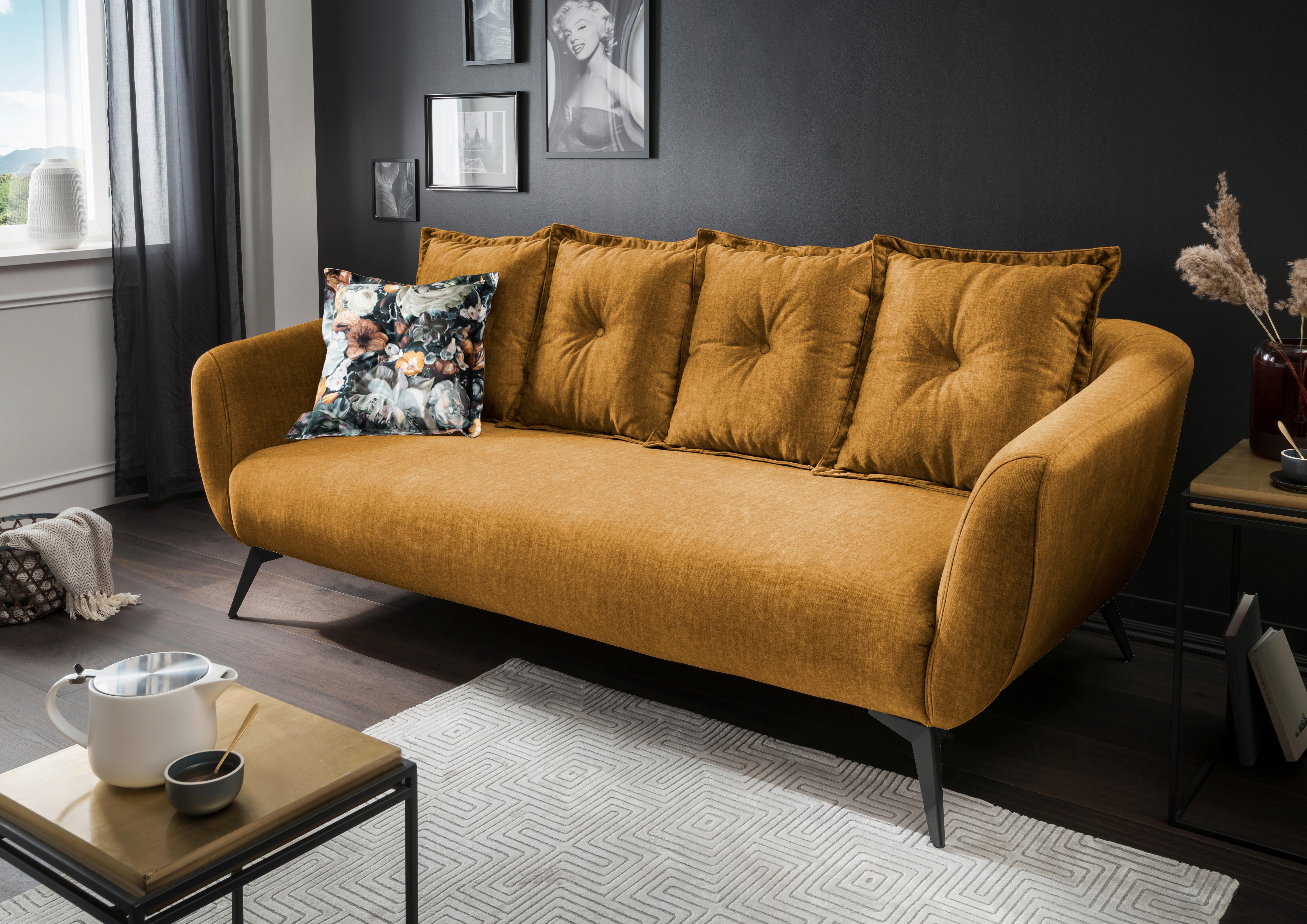 3-Sitzer-Sofa Baggio Gelb Velours - Gelb/Multicolor, MODERN, Holz/Textil (236/94/103cm) - Livetastic