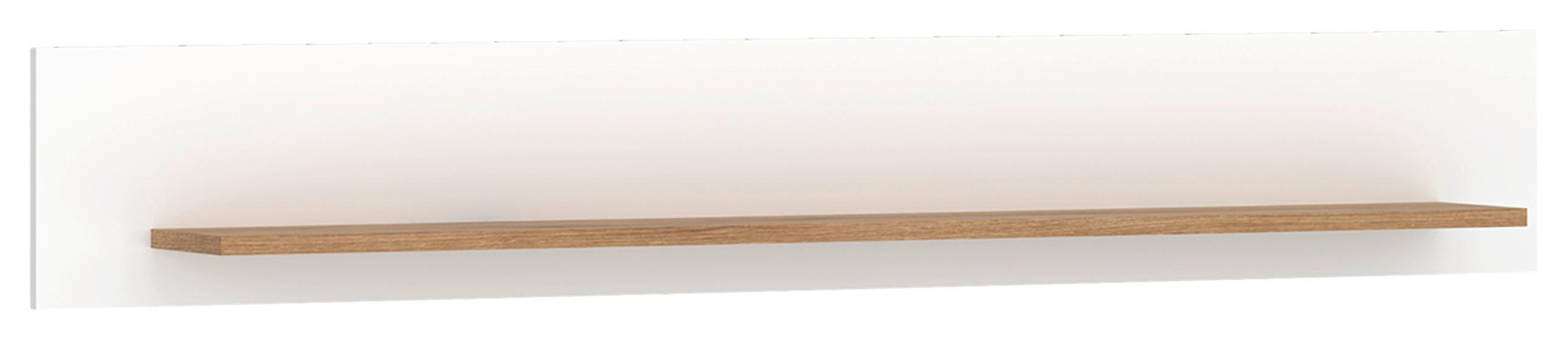 Poliță de perete ORETA - alb/culoare lemn stejar, Modern, material pe bază de lemn (141/22/19cm) - Modern Living