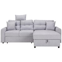 Ecksofa in Grau mit Schlaffunktion - Schwarz/Grau, Konventionell, Kunststoff/Textil (232/89/153cm) - Mömax