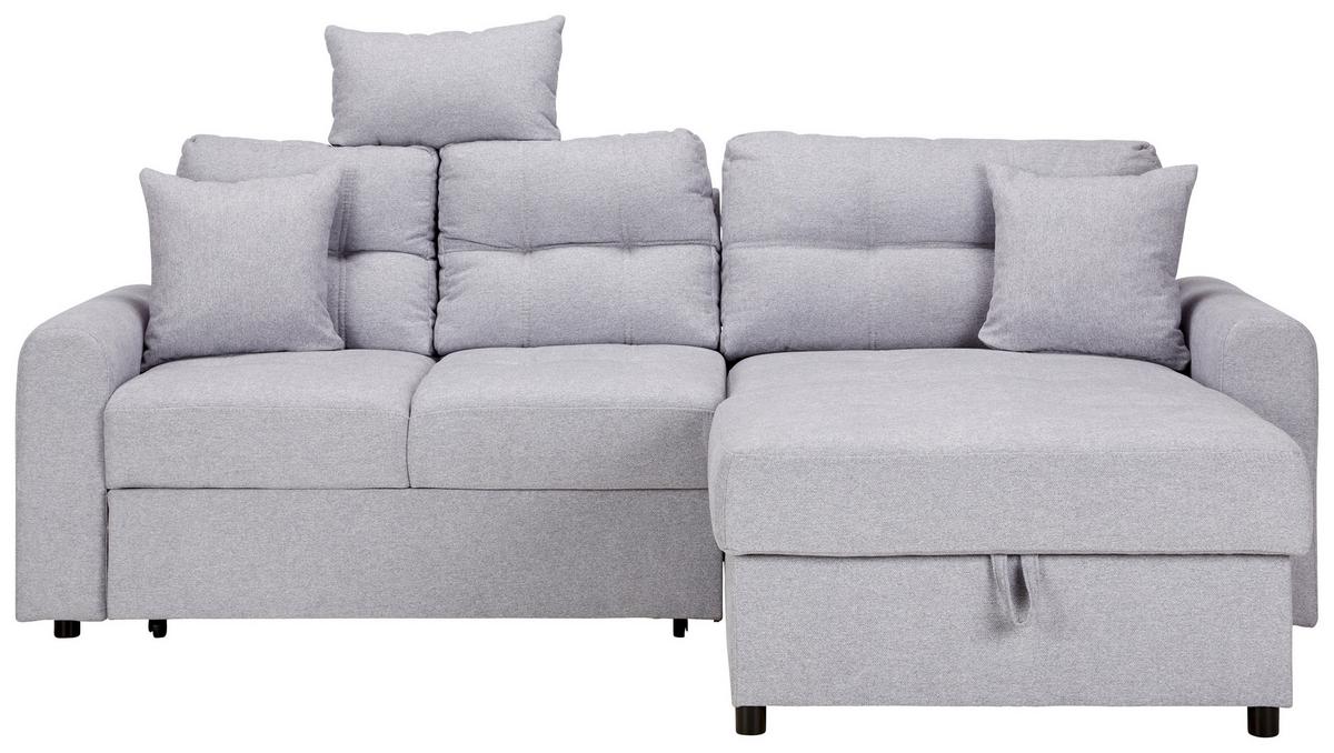 Ecksofa in Grau mit Schlaffunktion - Schwarz/Grau, Konventionell, Kunststoff/Textil (232/89/153cm) - Mömax