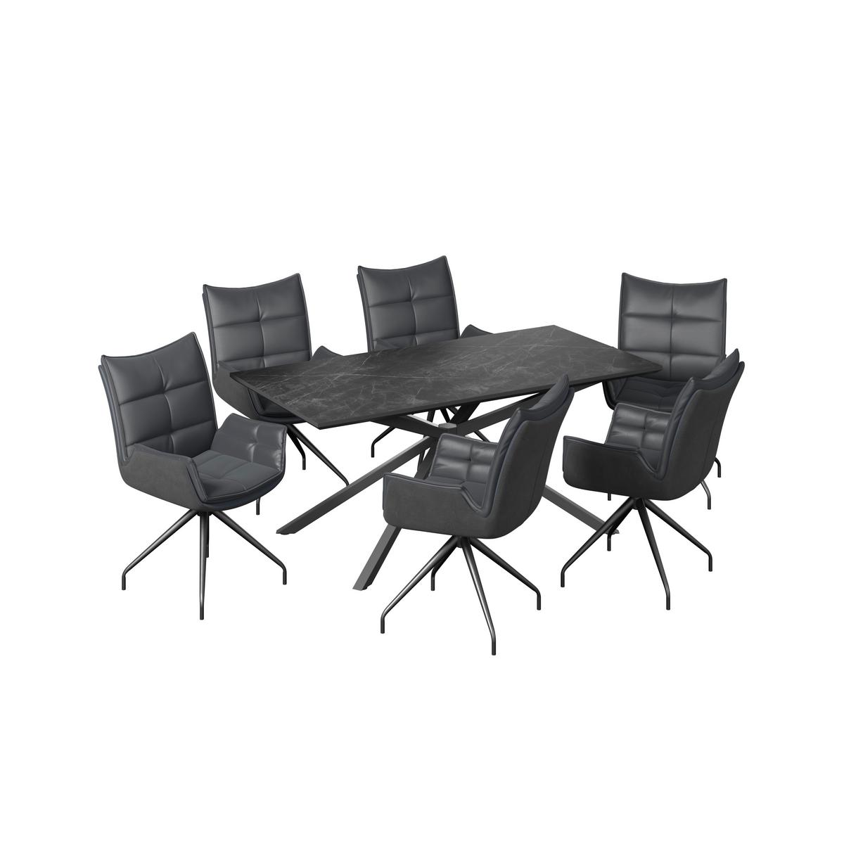 Jedilna Miza James, Temno Siva, 180x90 - temno siva/črna, Trend, kovina/leseni material (180/76/90cm)