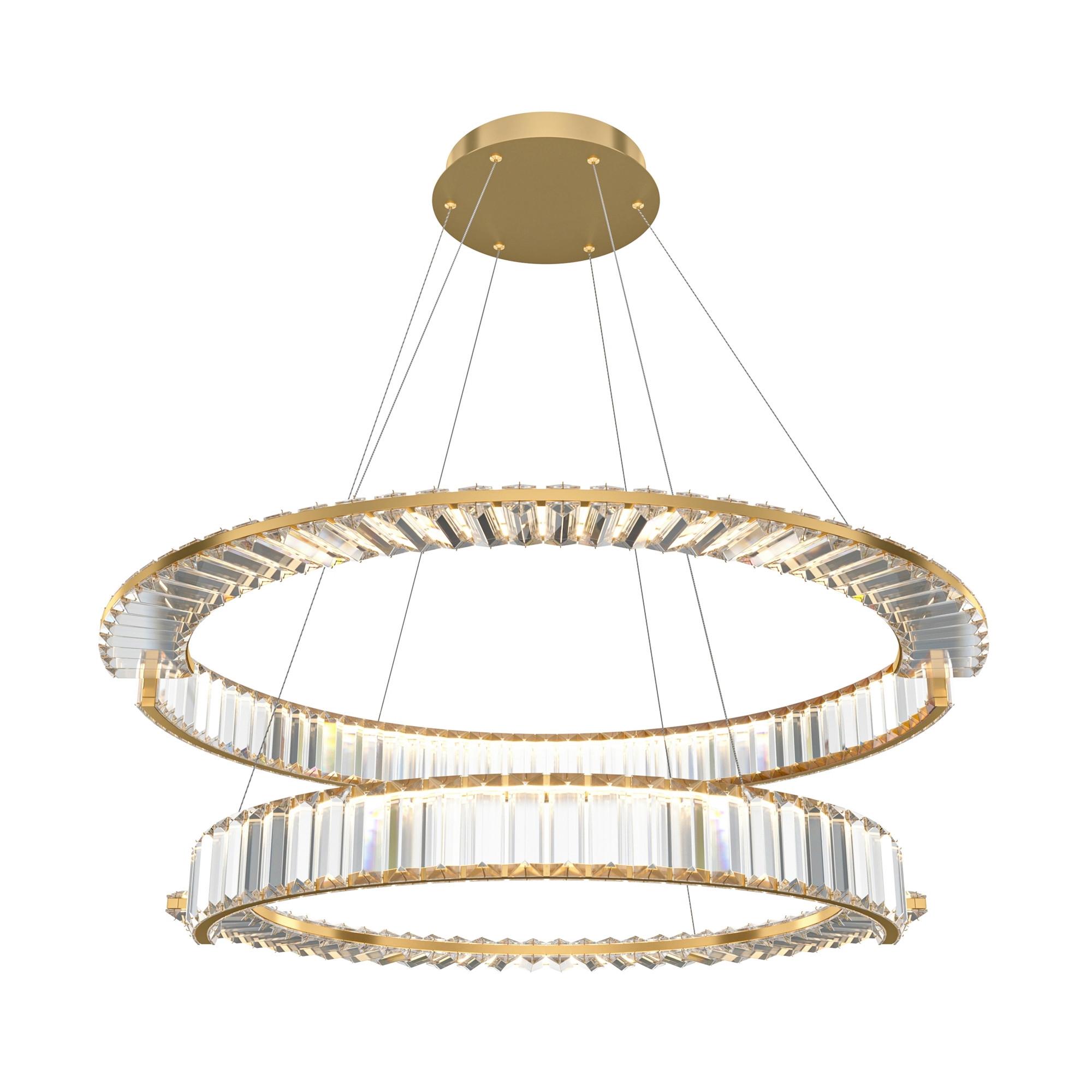 Pendelleuchte Krone Goldfarben max. 90 Watt - Transparent/Goldfarben, Trend, Glas/Metall (100/50cm) - MAYTONI