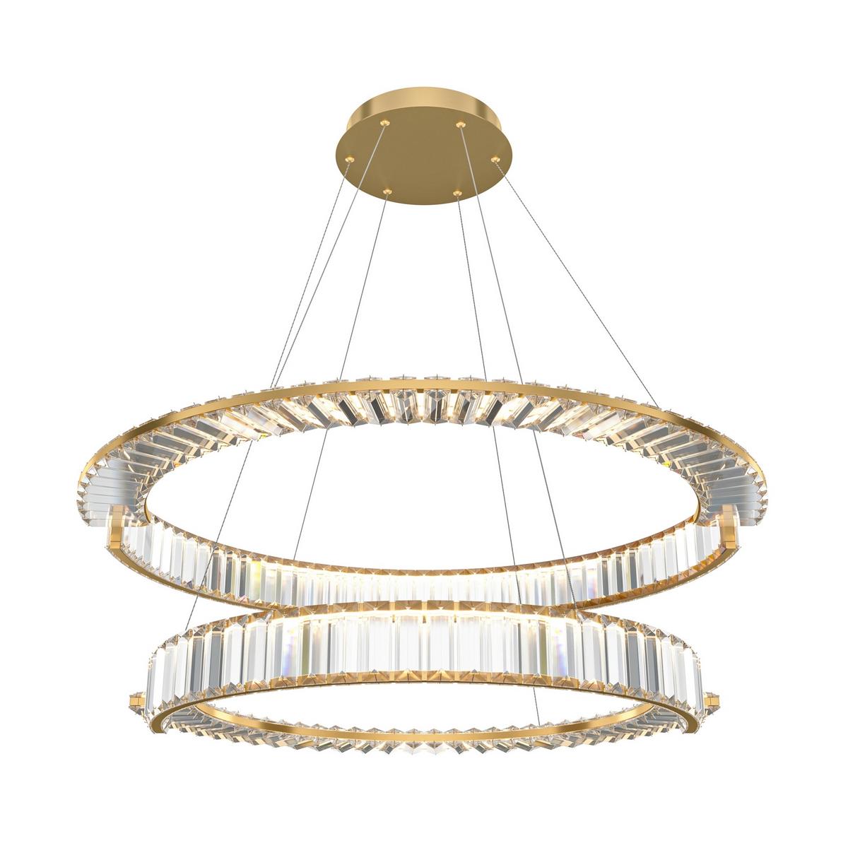 Pendelleuchte Krone Goldfarben max. 90 Watt - Transparent/Goldfarben, Trend, Glas/Metall (100/50cm) - MAYTONI