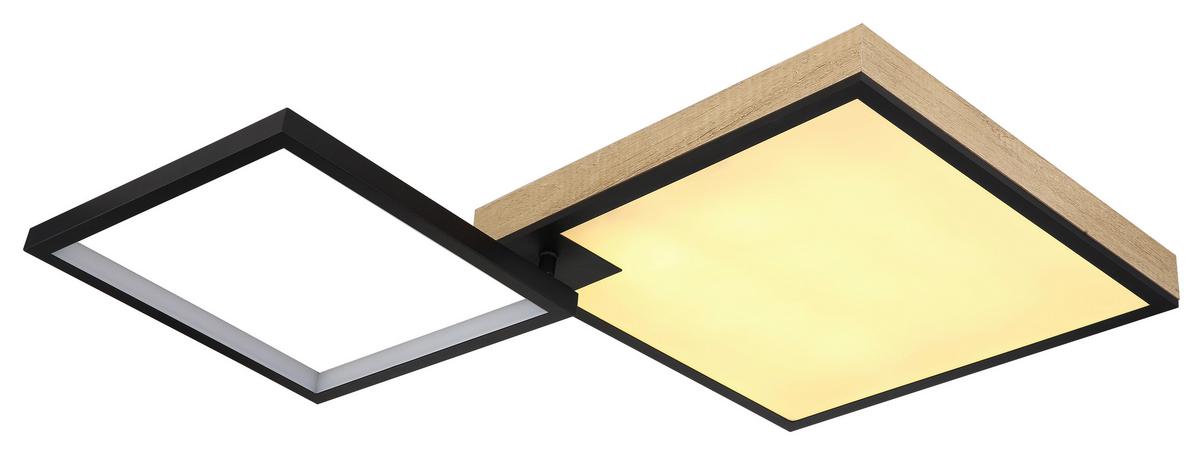 LED-Deckenleuchte Jacky Schwarz/Dunkelbraun max.40Watt - Dunkelbraun/Opal, Design, Holzwerkstoff/Kunststoff (85,5/55/10cm) - Globo