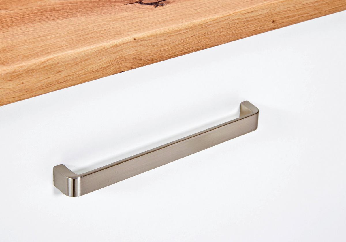 Spülenunterschrank Sicilia Weiß/Eiche Artisan - Silberfarben/Weiß, MODERN, Holzwerkstoff/Metall (130,3/92/60cm) - Mömax
