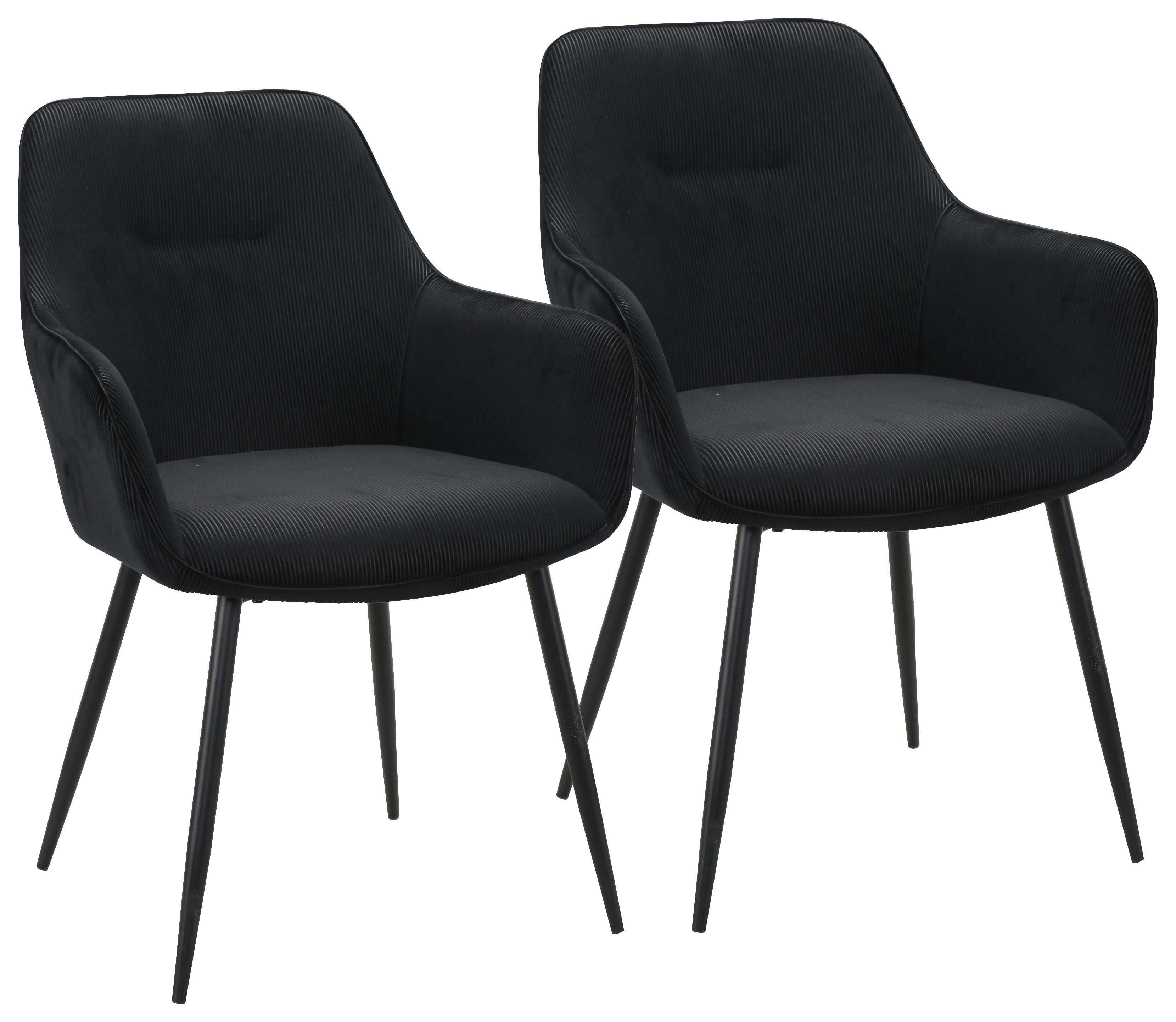 ZESTAW KRZESEŁ Z PODŁOKIETNIK. FOX -EXKLUSIV- - czarny, Design, metal/tkanina (57/85/60cm) - Novel