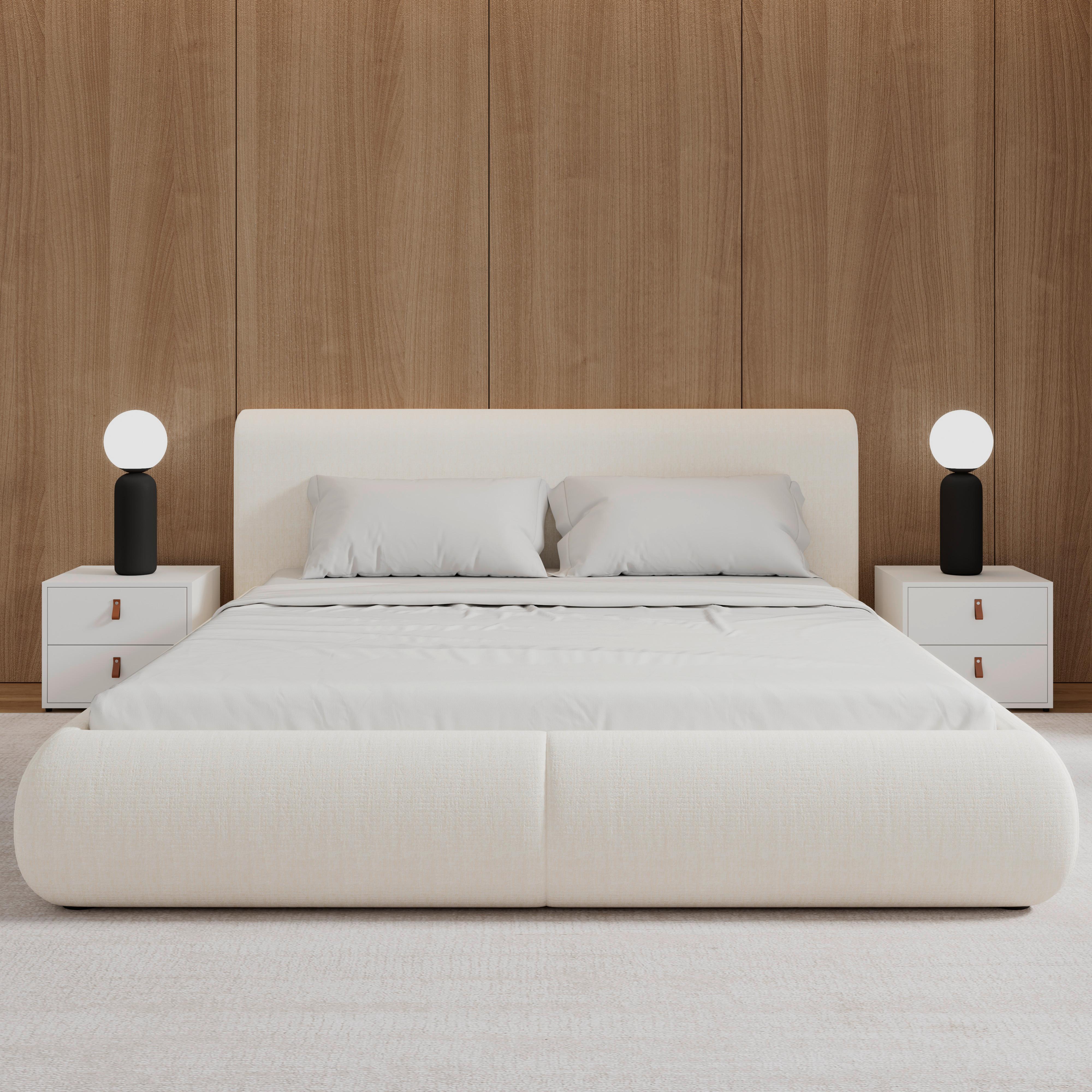 Polsterbett Flora Creme ca. 180x200 cm - Creme/Schwarz, MODERN, Holz/Kunststoff (180/200cm) - Bessagi Home