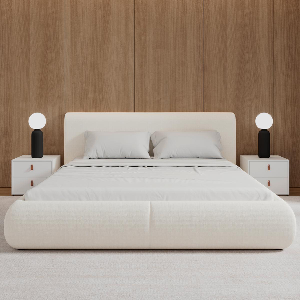 Polsterbett Flora Creme ca. 180x200 cm - Creme/Schwarz, MODERN, Holz/Kunststoff (180/200cm) - Bessagi Home