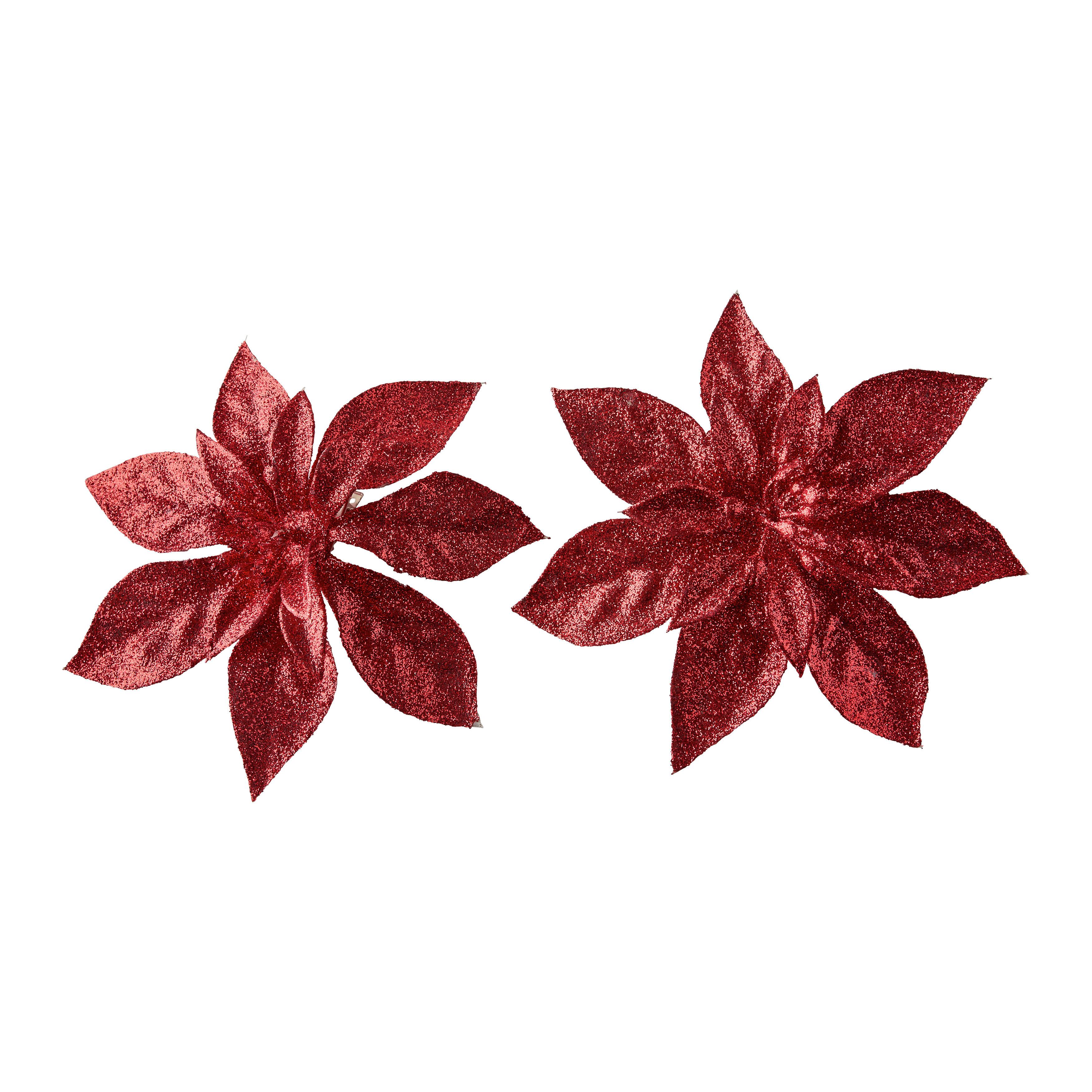 Dekoblume Poinsettia Rot 2er Set - Rot, KONVENTIONELL, Kunststoff (15/3cm) - Mömax