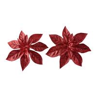 Dekoblume Poinsettia Rot 2er Set - Rot, KONVENTIONELL, Kunststoff (15/3cm) - Mömax