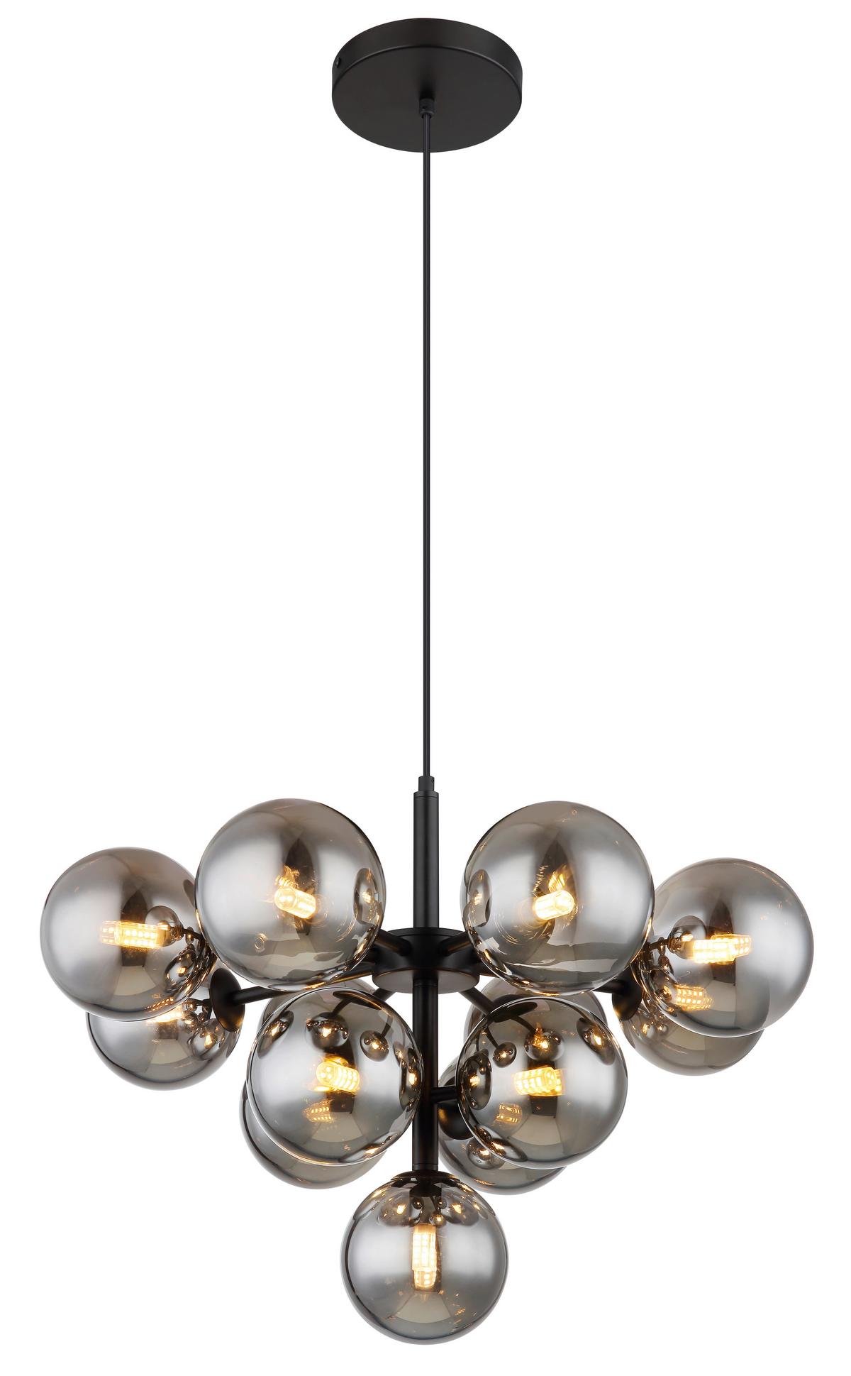 Függőlámpa 56143-13 - fekete, Design, Üveg/fém (56/120cm) - Globo