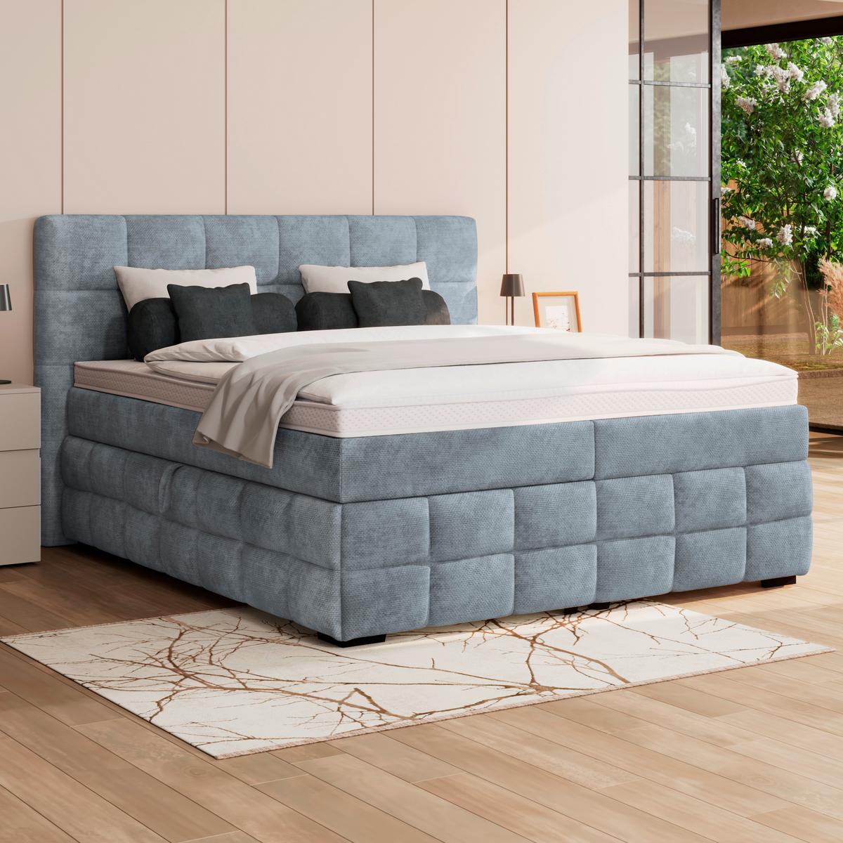 PAT BOX VEGA - albastru deschis/verde, Trend, lemn/textil (200/200cm) - Modern Living