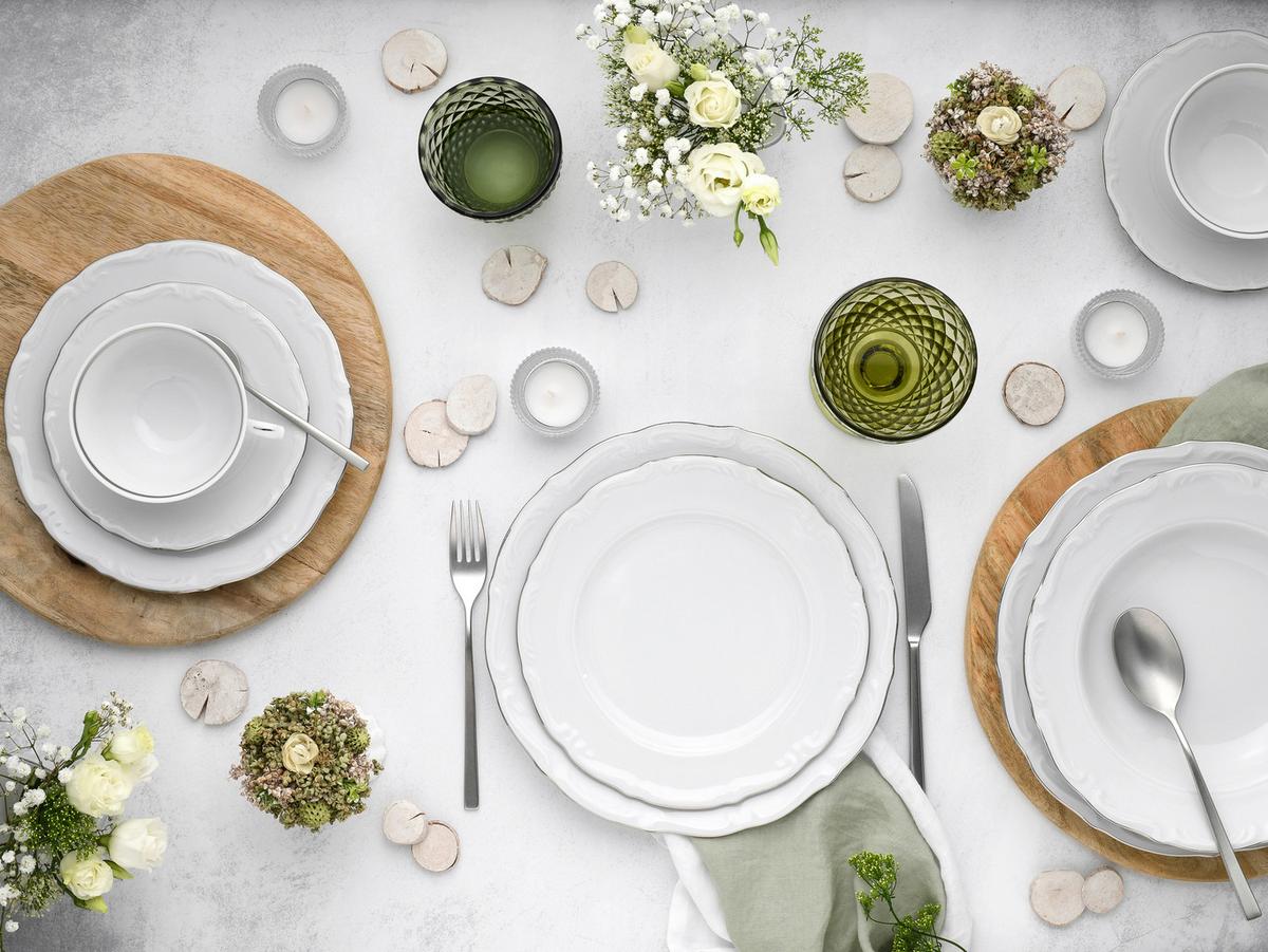 Kavni Servis Maria Theresia Platin, 18-Delni Set - platinaste barve/bela, Basics, keramika - Creatable