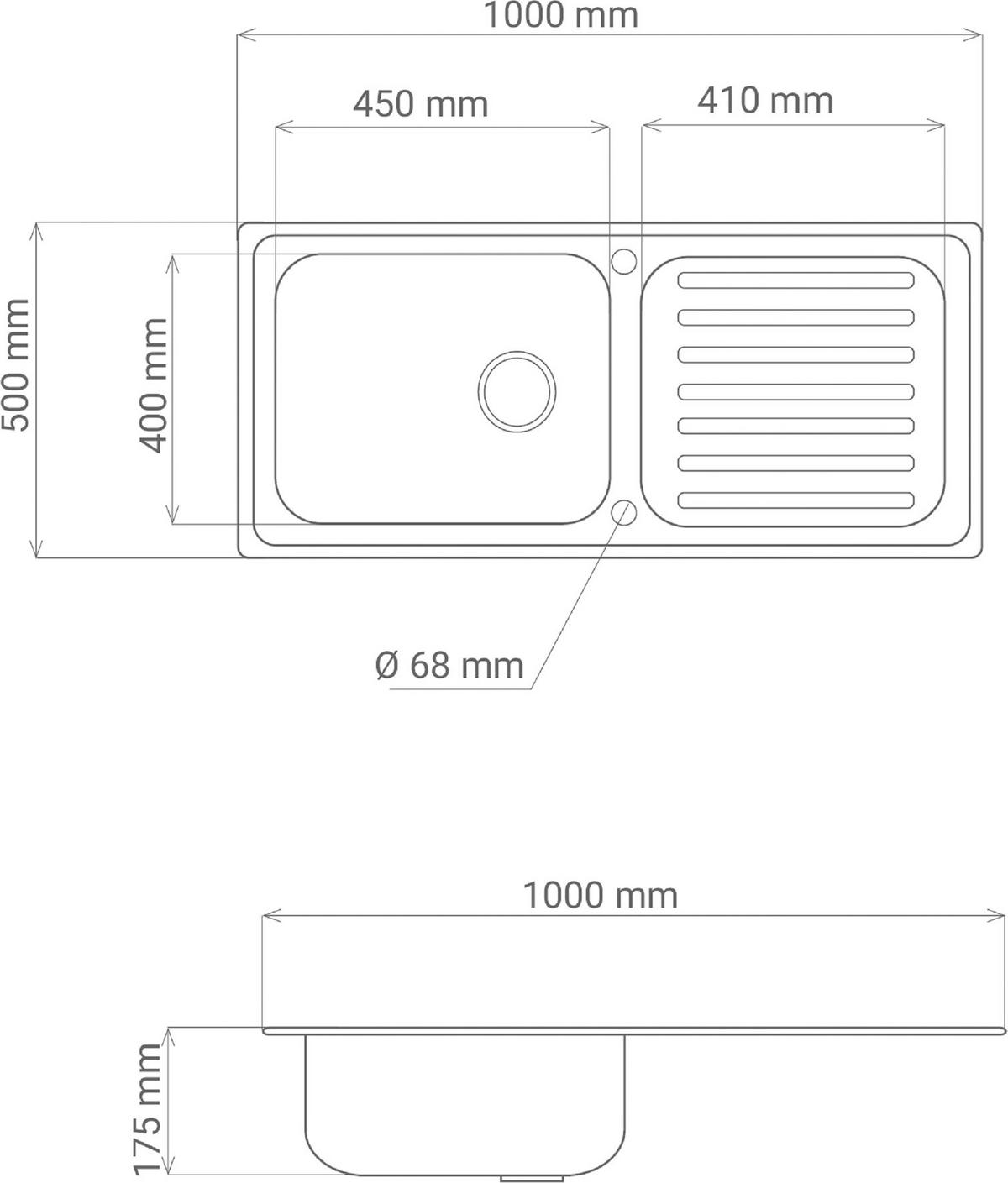 Spüle 3101000500100-80 Edelstahlfarben - Edelstahlfarben, Basics, Metall (100/17,5/50cm) - Respekta