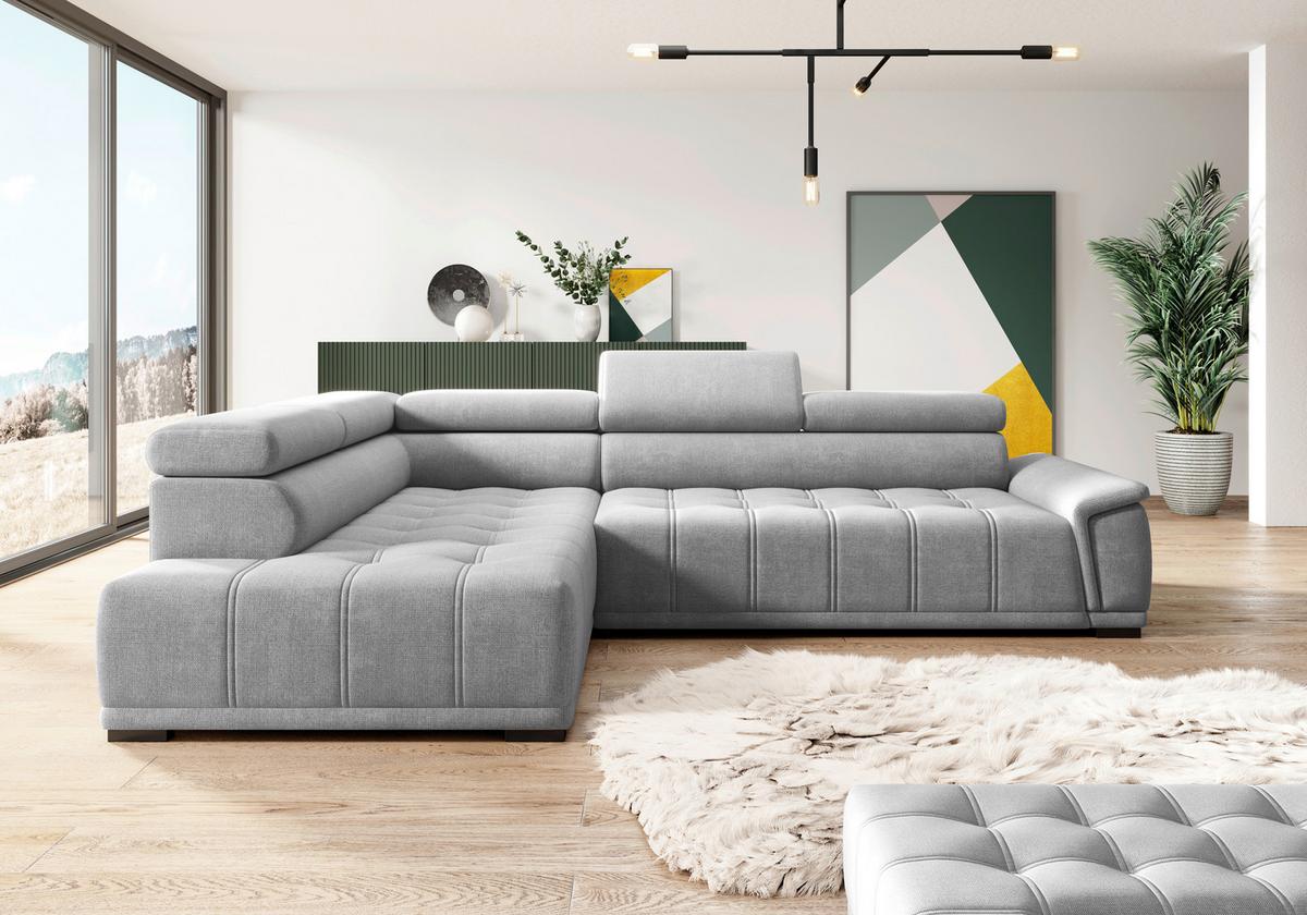 Kutna Garnitura Gremio - plavkastosiva/crna, Moderno, tekstil/plastika (106/283cm) - Modern Living