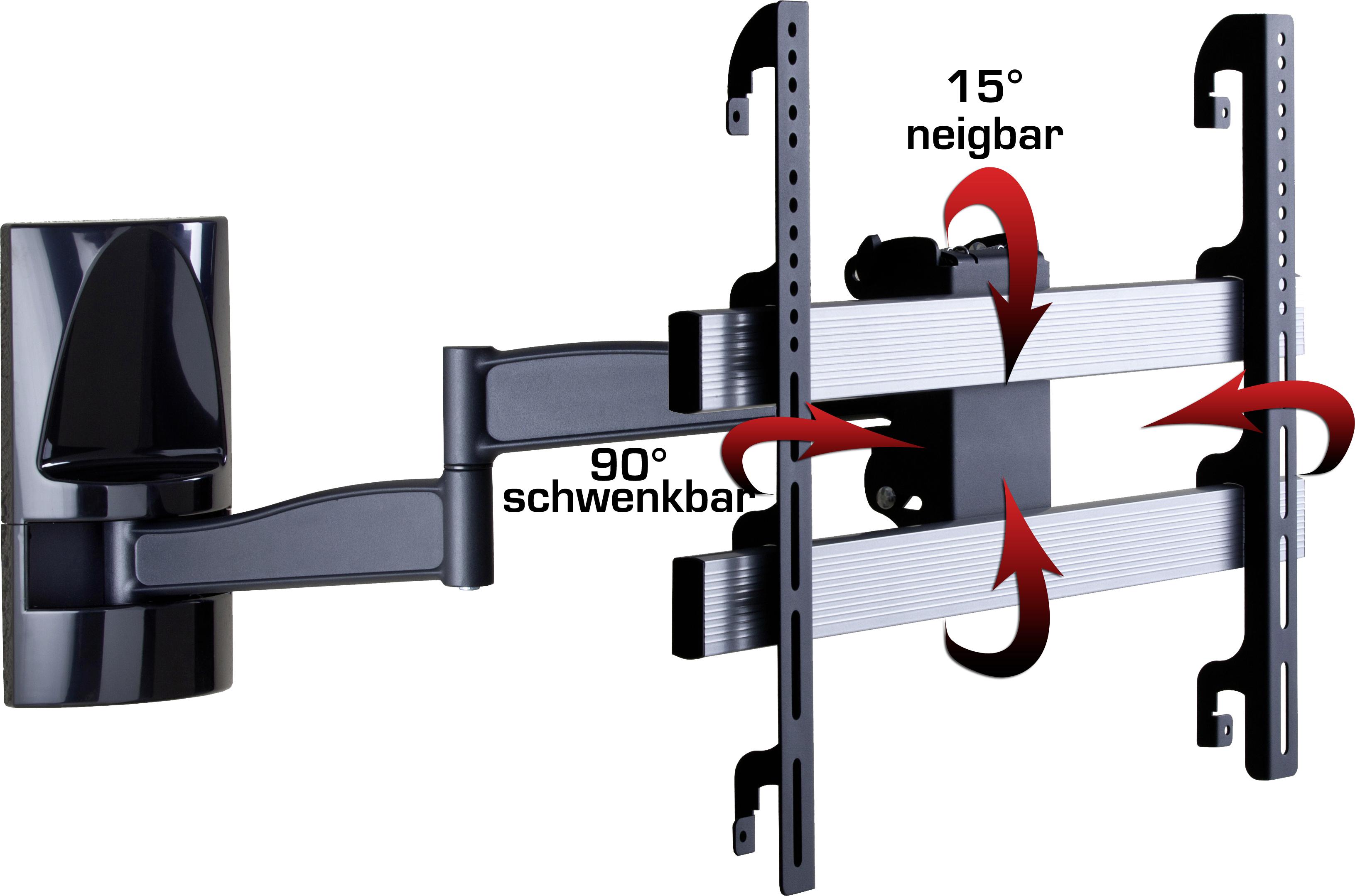 TV-Wandhalter WS 300 ca. 65x48 cm Schwarz - Schwarz, KONVENTIONELL, Metall (65/48/67cm) - MID.YOU
