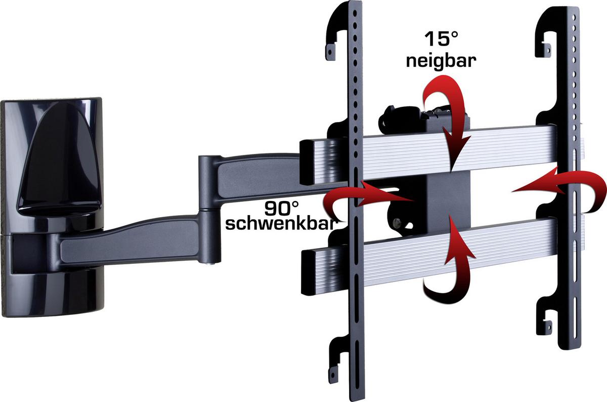TV-Wandhalter WS 300 ca. 65x48 cm Schwarz - Schwarz, KONVENTIONELL, Metall (65/48/67cm) - MID.YOU