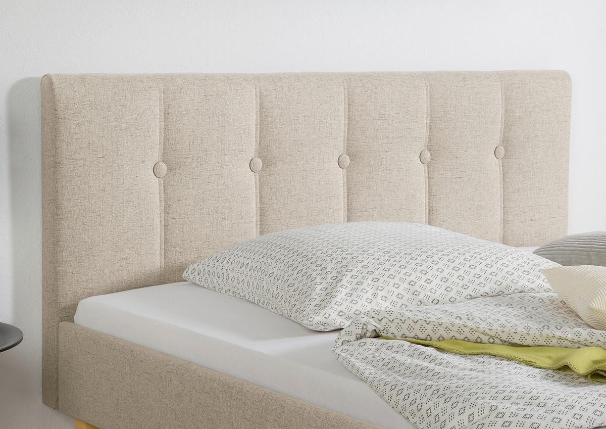 Polsterbett Kenny Beige ca. 140x200 cm - Beige/Naturfarben, MODERN, Holz/Textil (140/200cm) - Livetastic