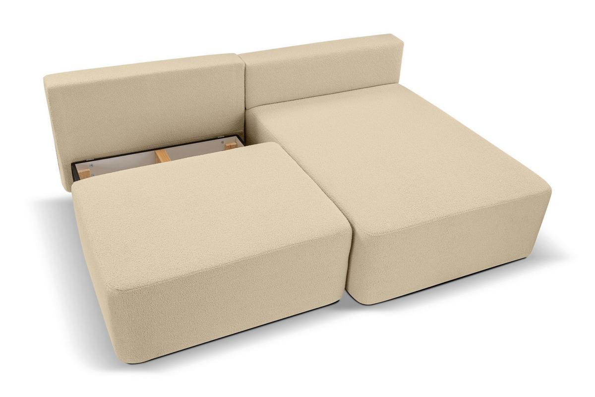 Ecksofa Amsterix Beige Schlaffunktion - Beige/Schwarz, Basics, Holz/Kunststoff (213/158cm) - MID.YOU