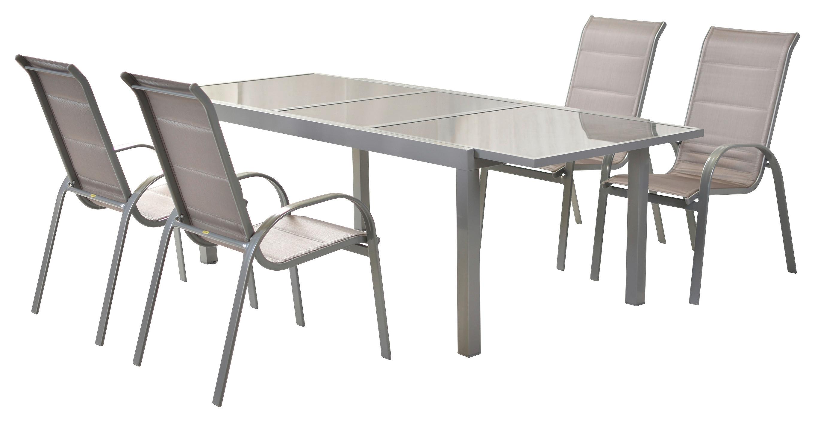 GARTENSET AMALFI DI LUSSO - Silberfarben/Braun, MODERN, Textil/Metall - Gardenson
