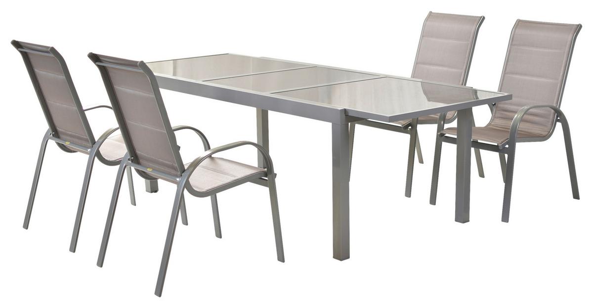 GARTENSET AMALFI DI LUSSO - Silberfarben/Braun, MODERN, Textil/Metall - Gardenson