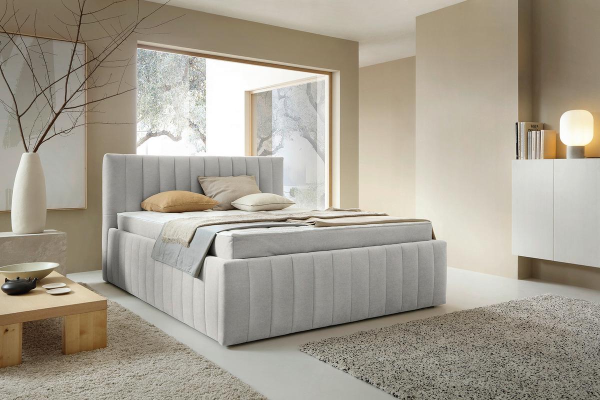 Tapecirani Krevet Orinoco - svijetlo siva/crna, Moderno, drvni materijal/metal (160/200cm) - Based