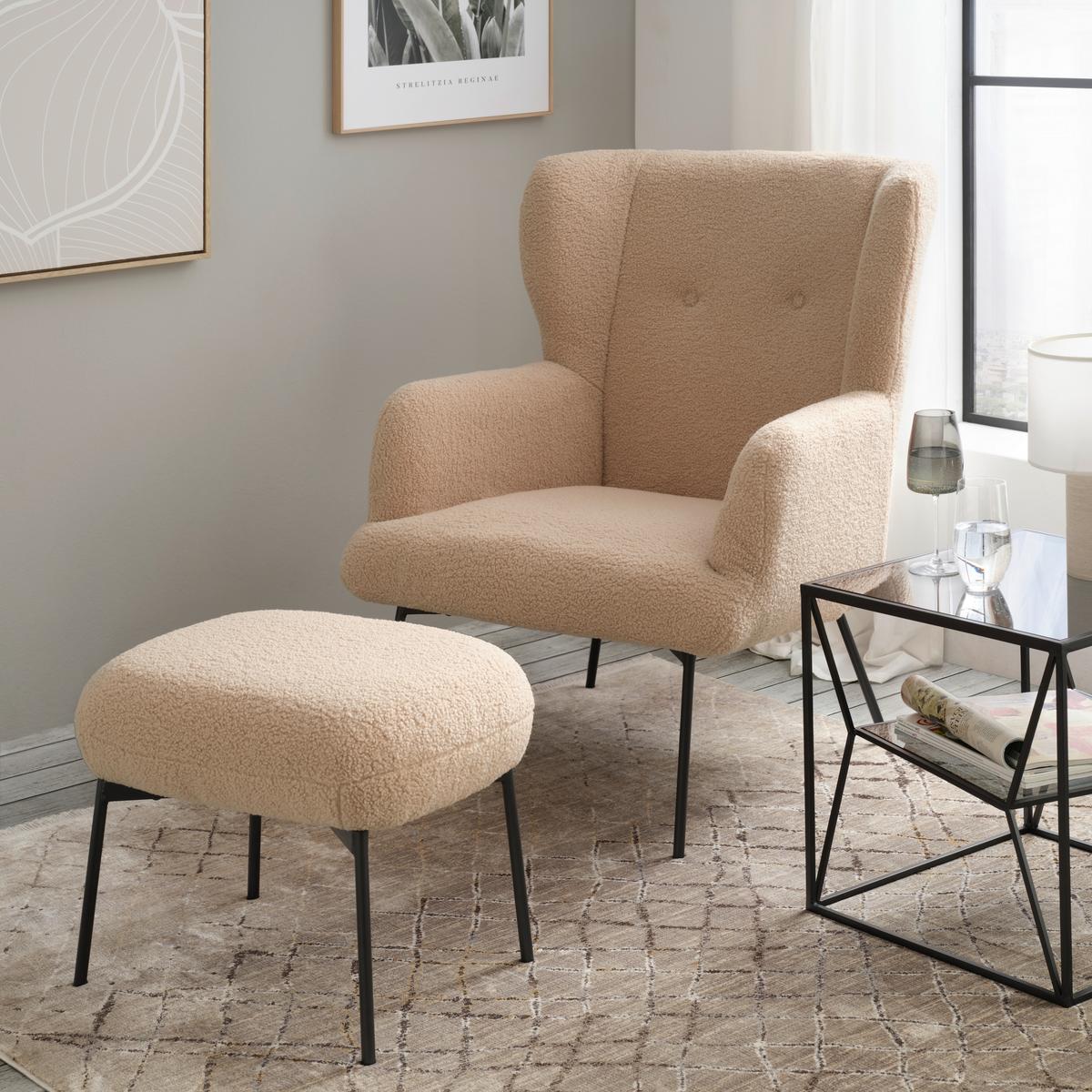 Fotel Norbi - bézs, Modern, textil/fa (84/95/75cm) - Mömax