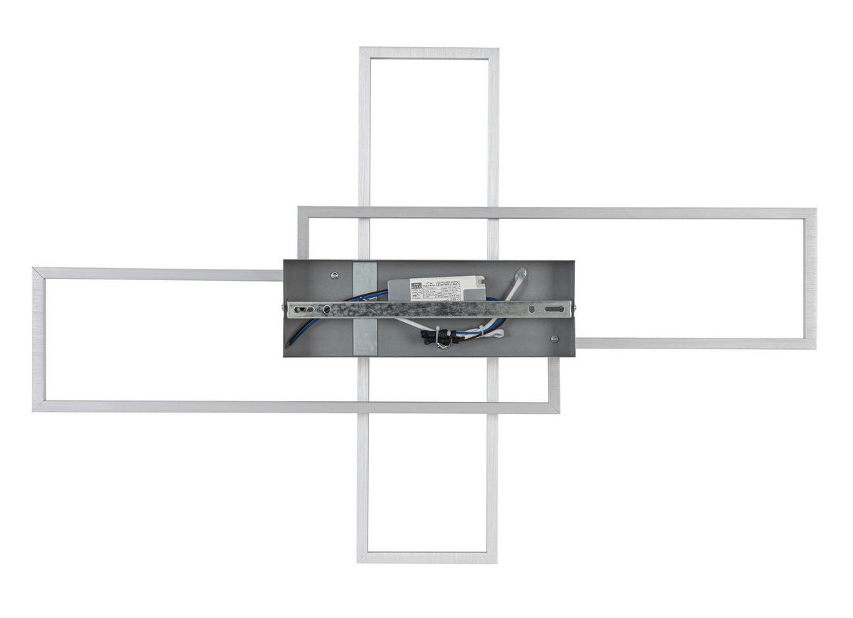 LAMPA SUFITOWA LED MANSFIELD *SBN* - kolor srebrny/kolor aluminiowy, Basics, tworzywo sztuczne/metal (82,5/55/8cm) - Novel
