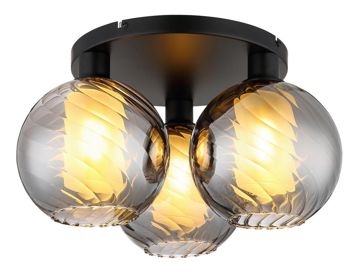 DECKENLEUCHTE 60280308 ULF - Weiss/Schwarz, Design, Glas/Metall (46/25cm) - Globo