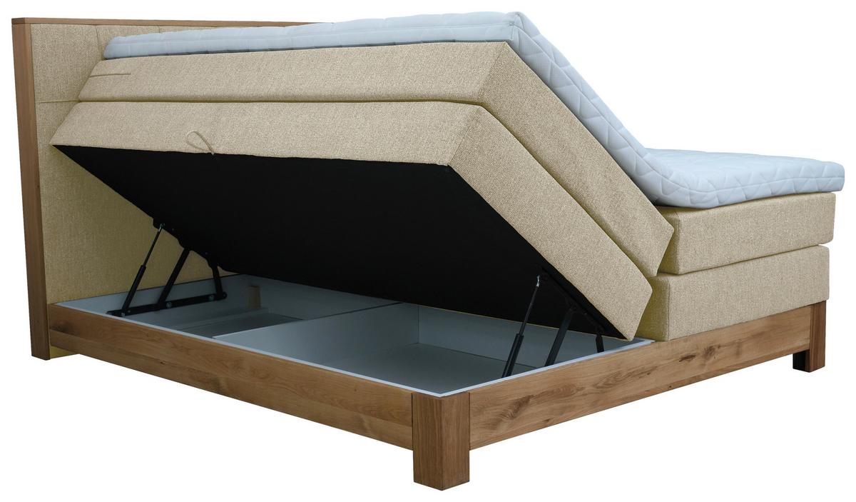 Boxspringbett Cloud Beige ca. 180x200cm - Eichefarben/Beige, KONVENTIONELL, Holz/Holzwerkstoff (180/200cm) - Premium Living