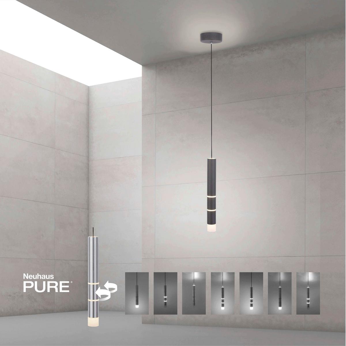 LAMPA WISZĄCA LED 2211-18 PURE-VEGA - czarny, Design, tworzywo sztuczne/metal (12/12/120cm) - Neuhaus PURE