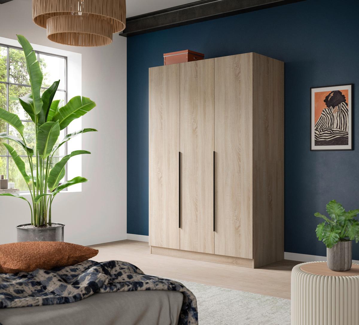 Drehtürenschrank KOPENHAGEN ca.120x181x52cm Sonoma Eiche - Schwarz/Sonoma Eiche, MODERN, Holzwerkstoff/Kunststoff (120/181/52cm) - MID.YOU