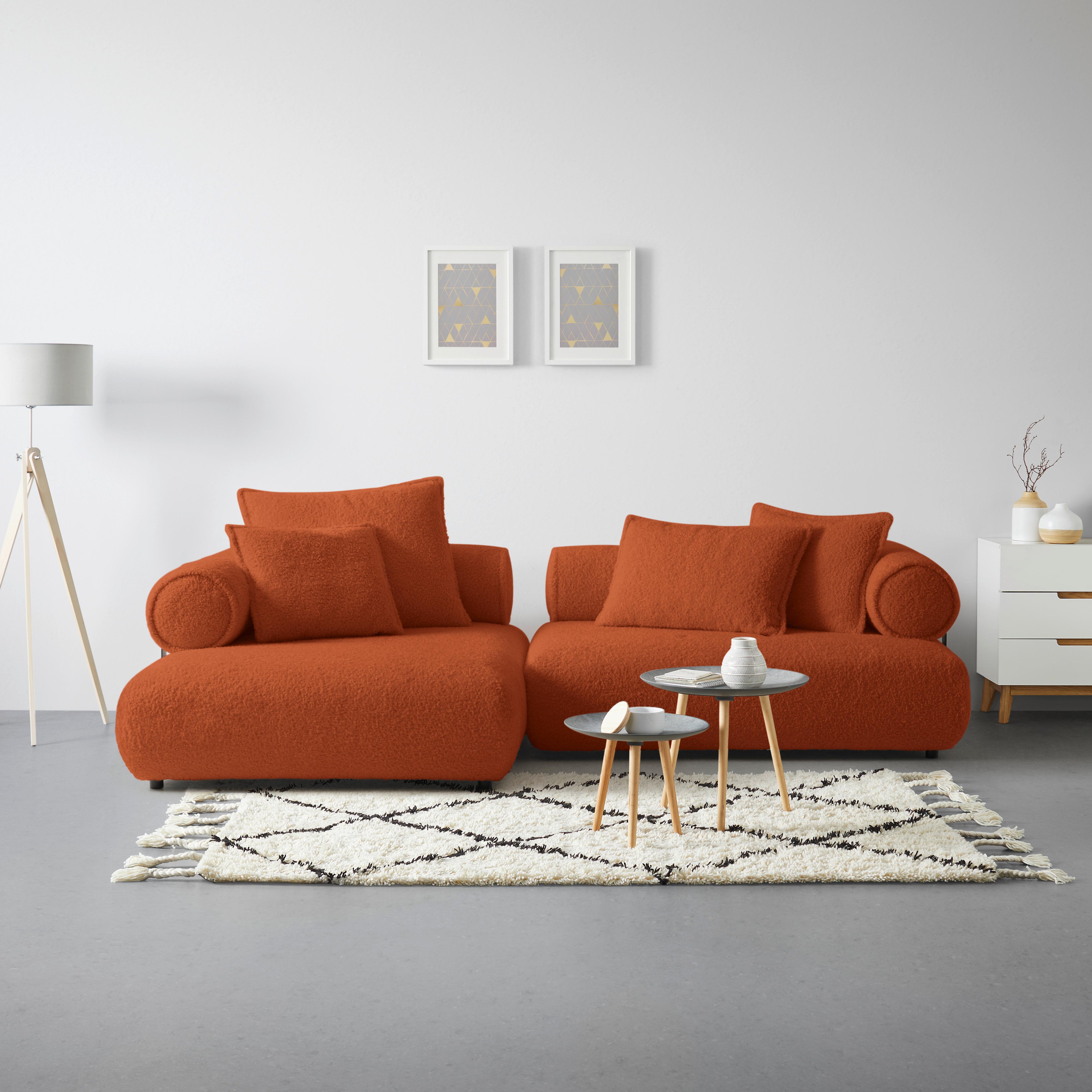 Wohnlandschaft Casimir Kupferfarben - Schwarz/Kupferfarben, LIFESTYLE, Kunststoff/Textil (180/310cm) - Premium Living