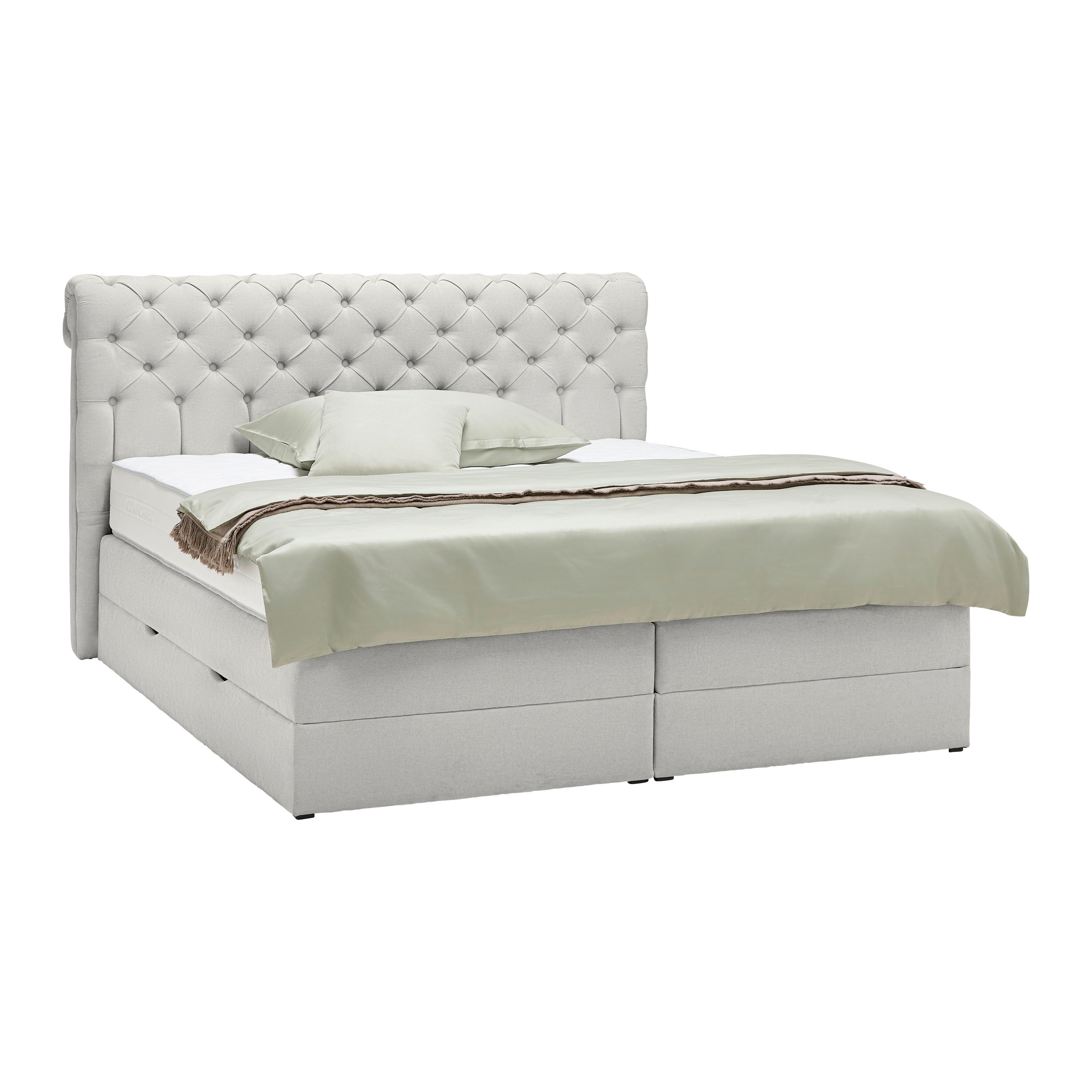 Boxspringbett Grau Ca. 200x200cm - Grau, Konventionell, Holz/Holzwerkstoff (200/200cm) - Premium Living